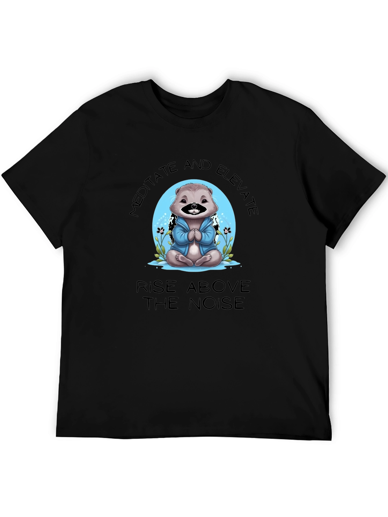 Camiseta Negra Meditación Oso Elevación Espiritual