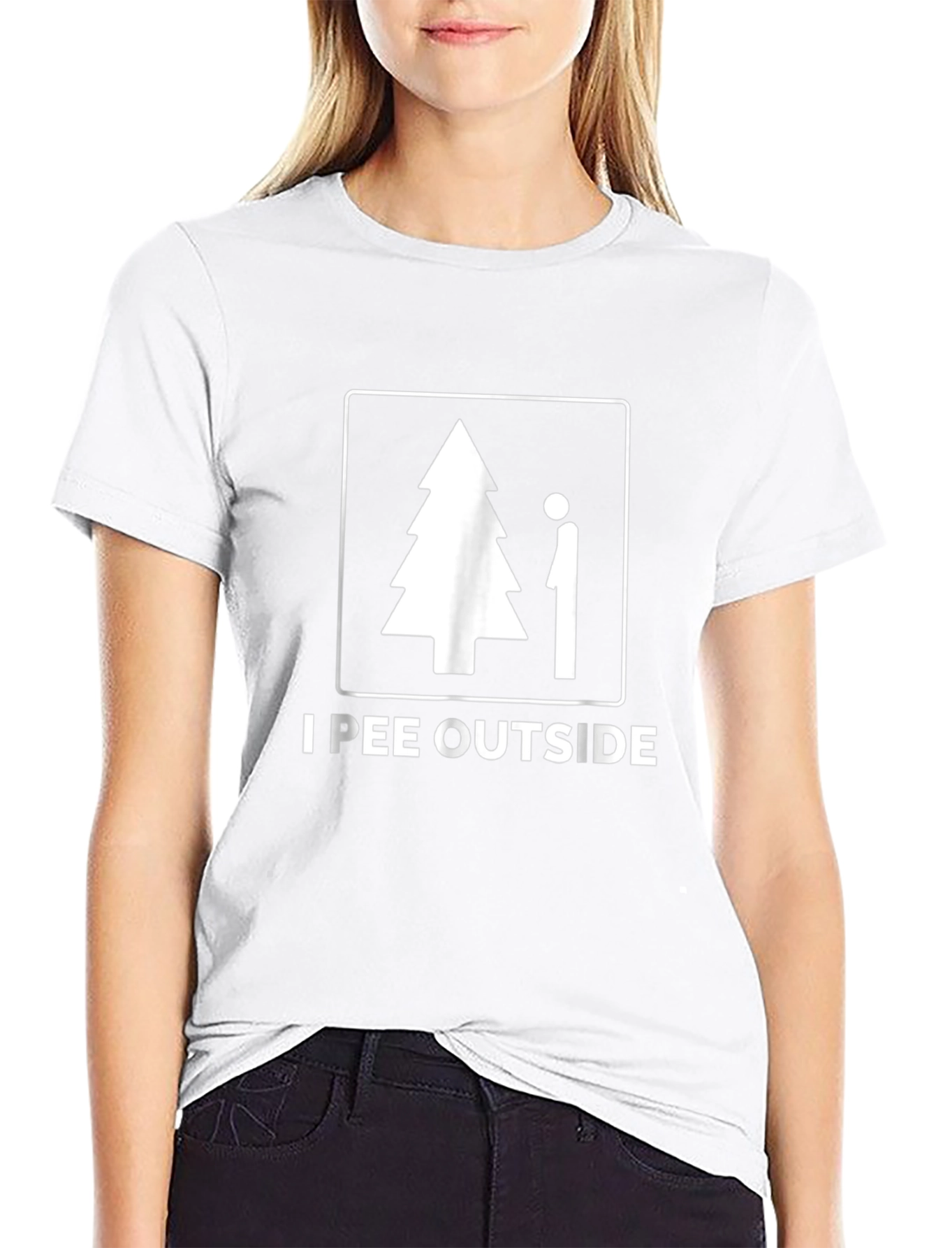 Camiseta Negra I Pee Outside Divertida para Hombre