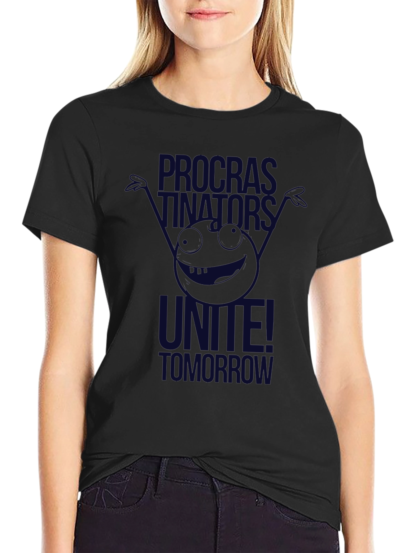 Camiseta Negra: Procrastinadores ¡Únanse Mañana!