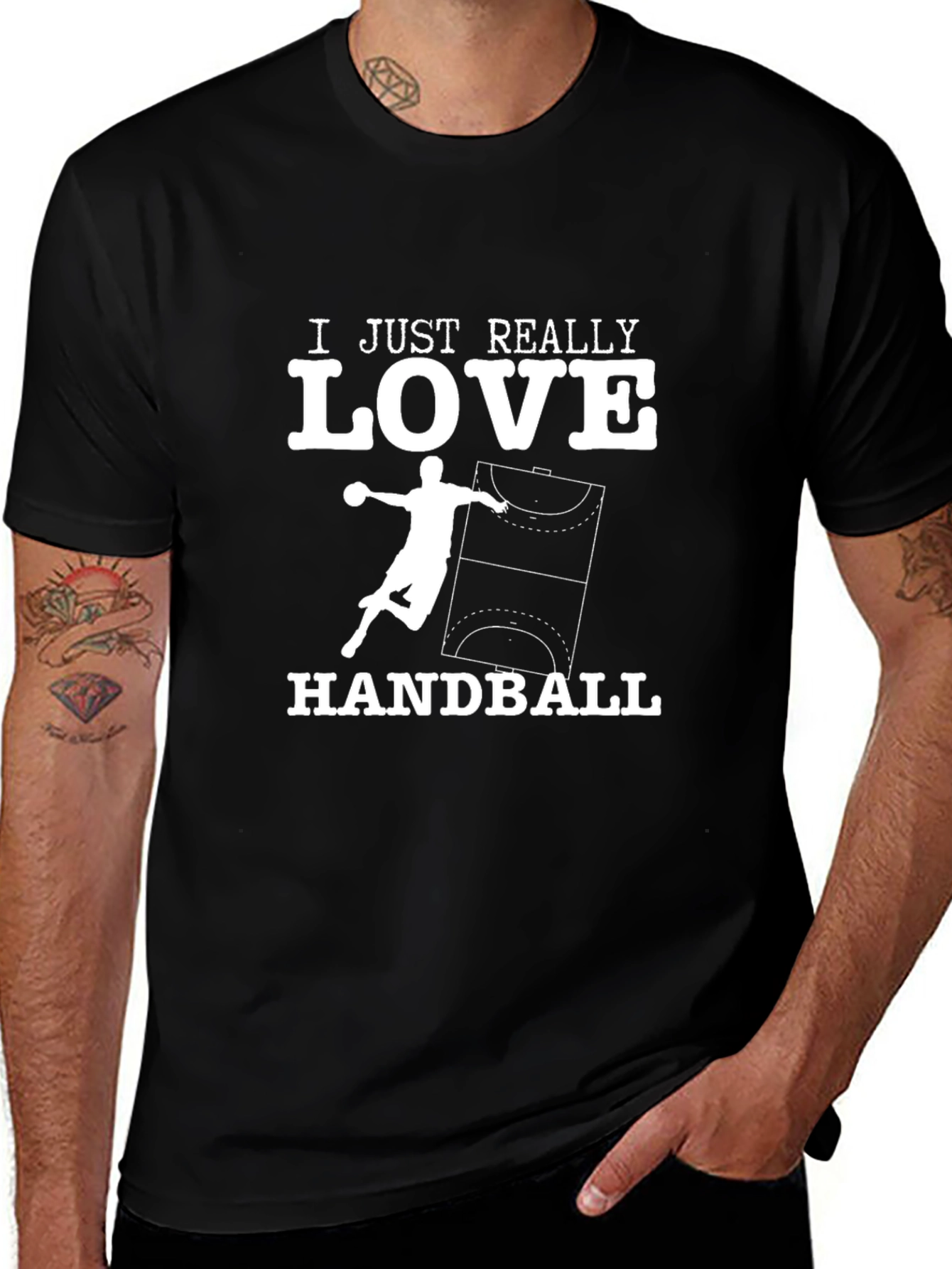 Camiseta Negra con Diseño de Balonmano