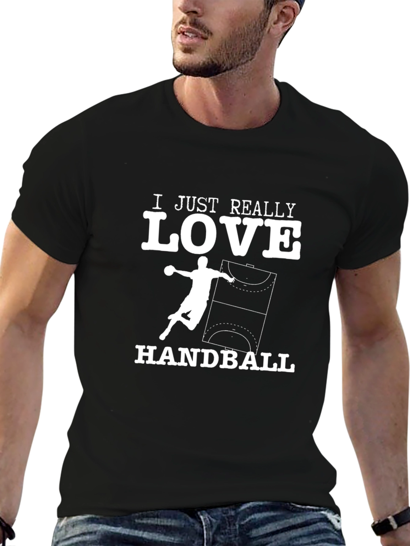 Camiseta Negra con Diseño de Balonmano
