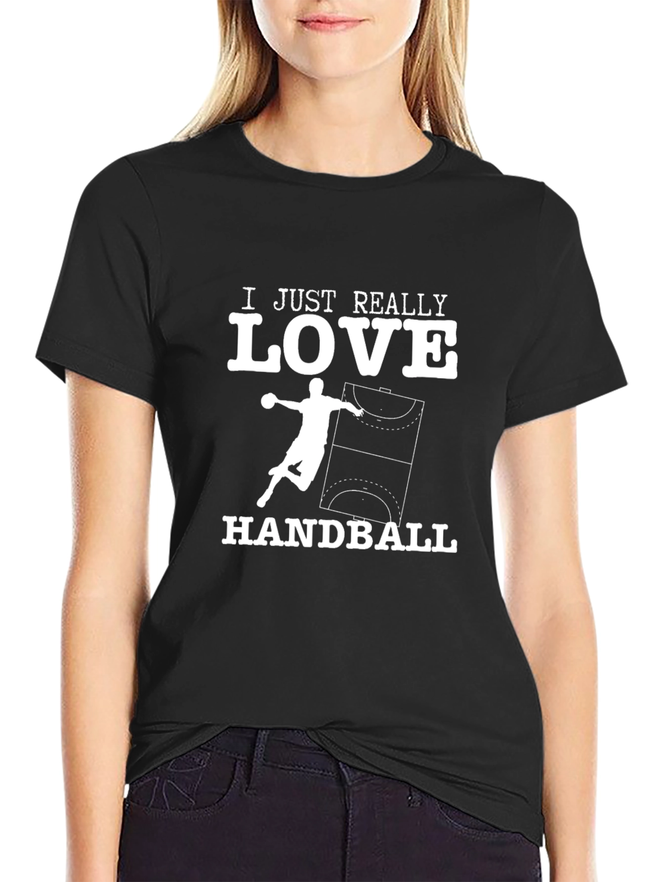 Camiseta Negra con Diseño de Balonmano