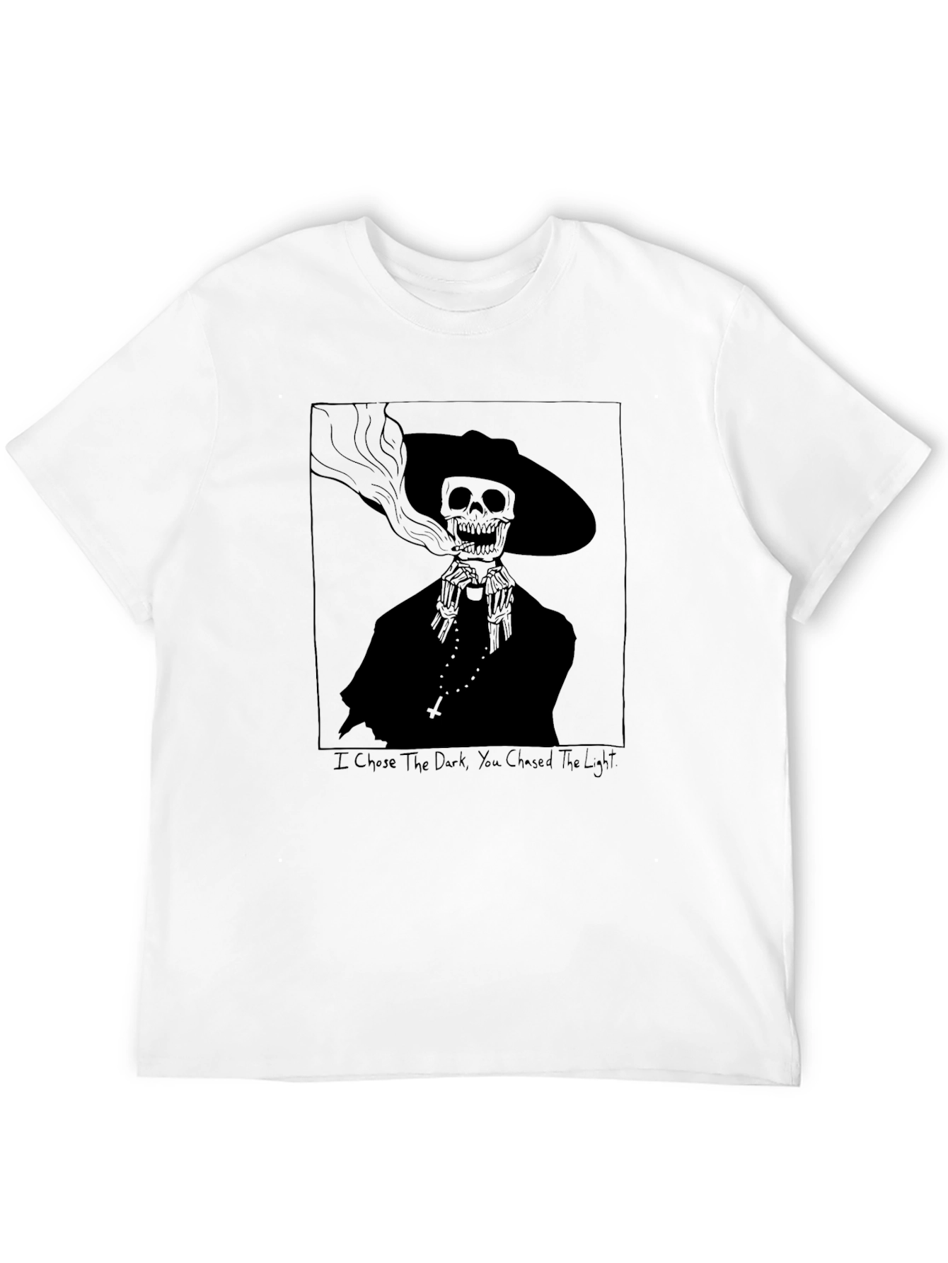 Camiseta Negra con Diseño de Calavera Fumadora
