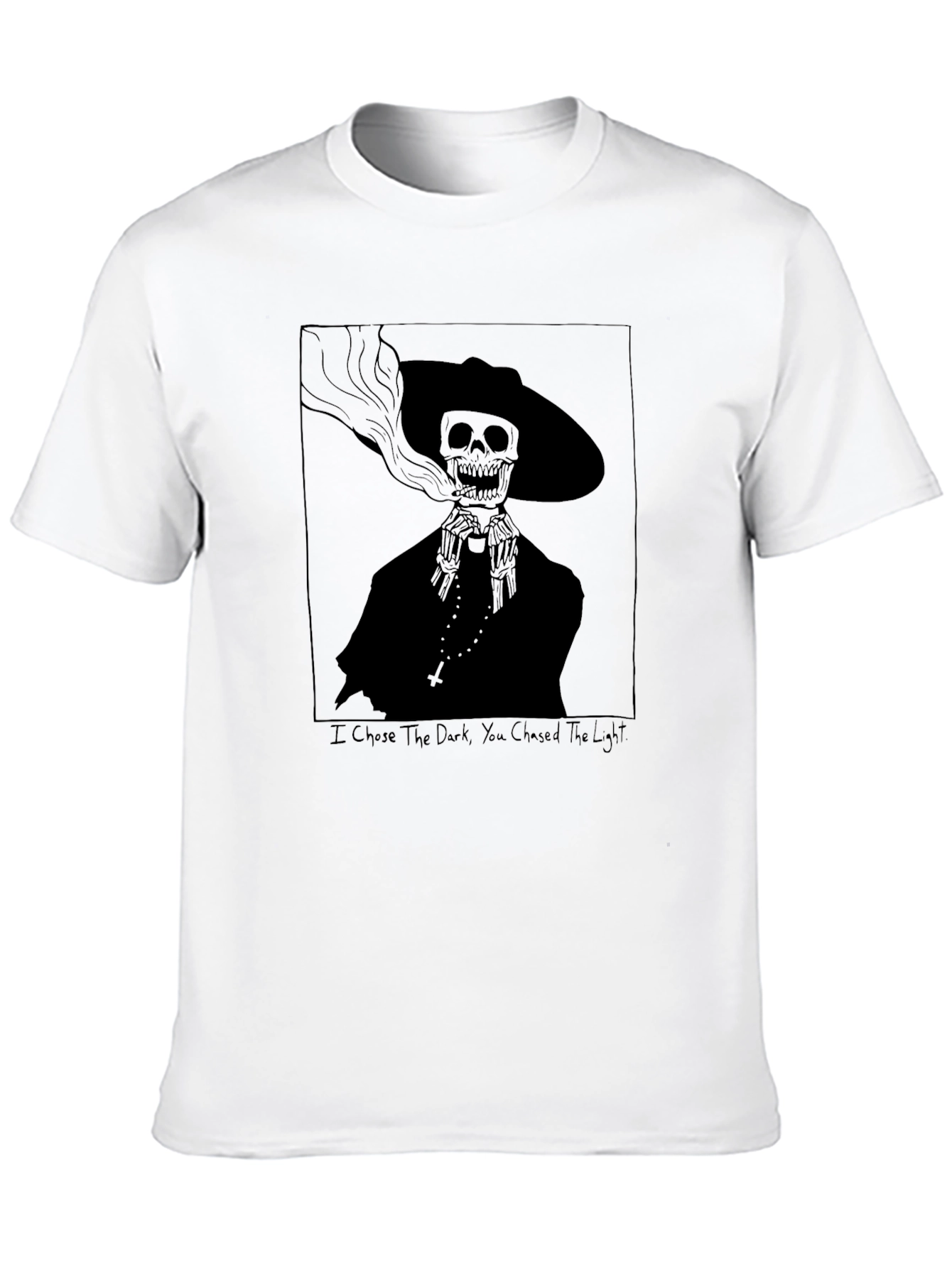Camiseta Negra con Diseño de Calavera Fumadora