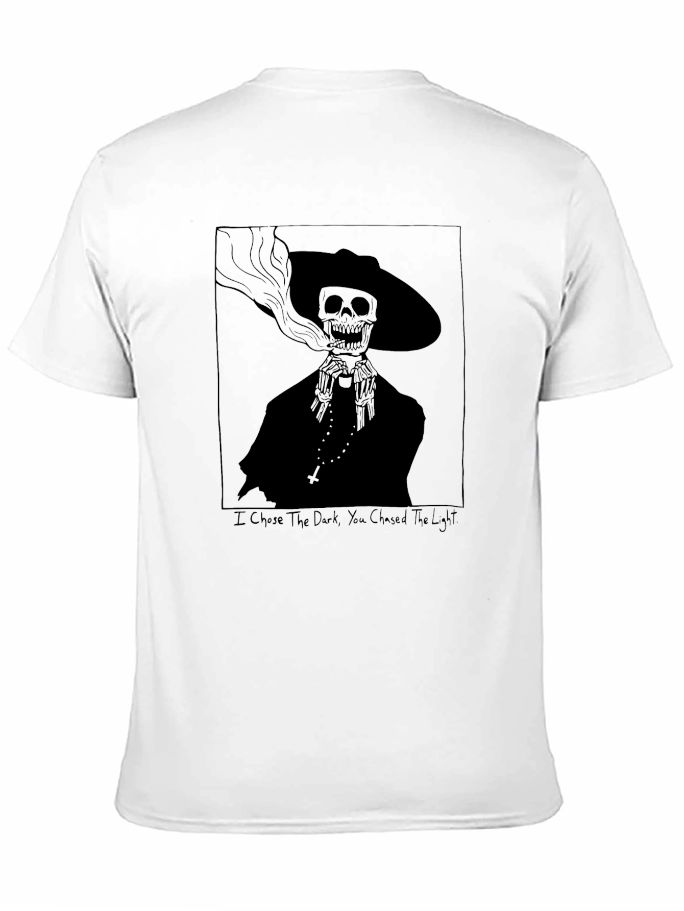 Camiseta Negra con Diseño de Calavera Fumadora