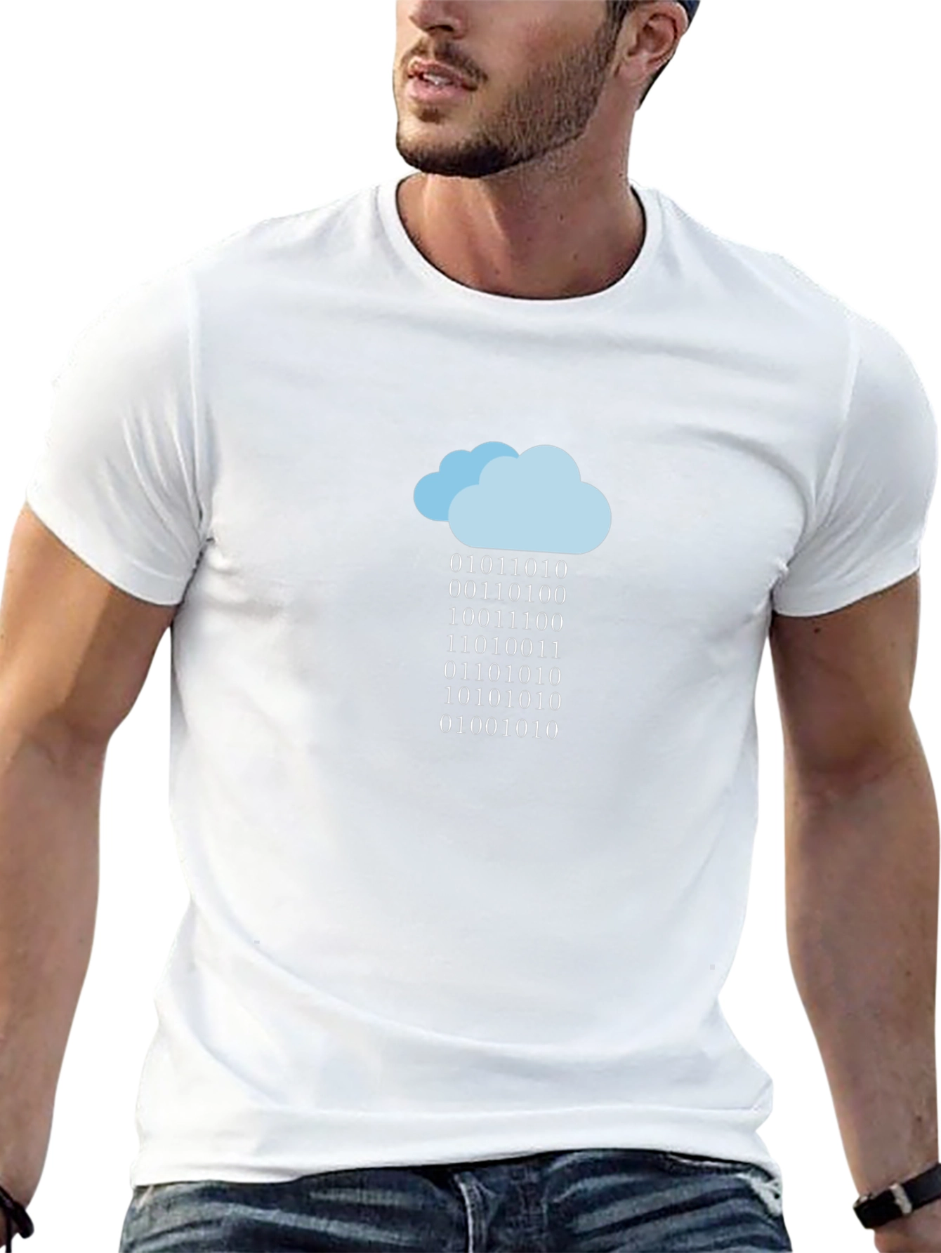 Camiseta Negra Nube de Código Binario