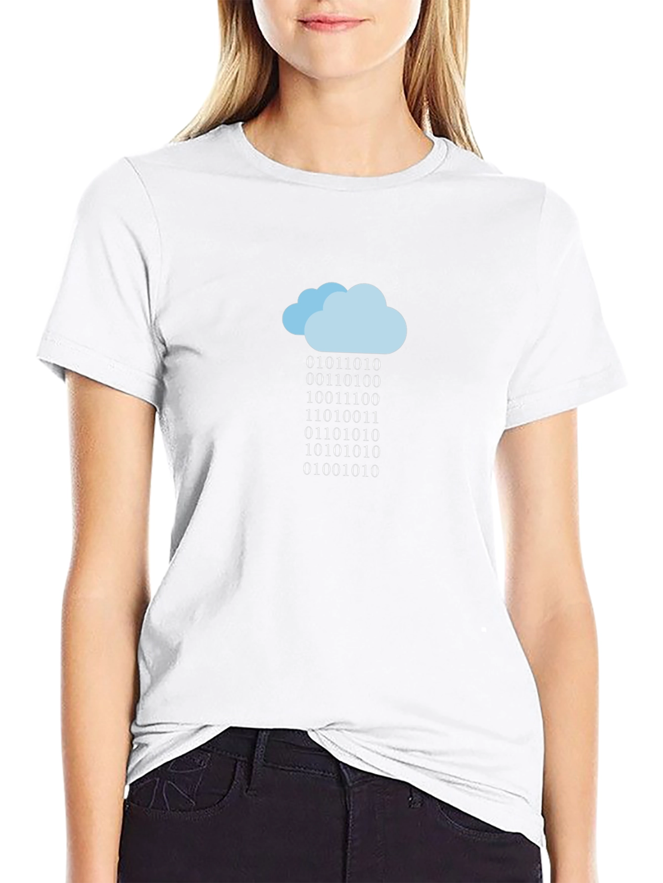 Camiseta Negra Nube de Código Binario