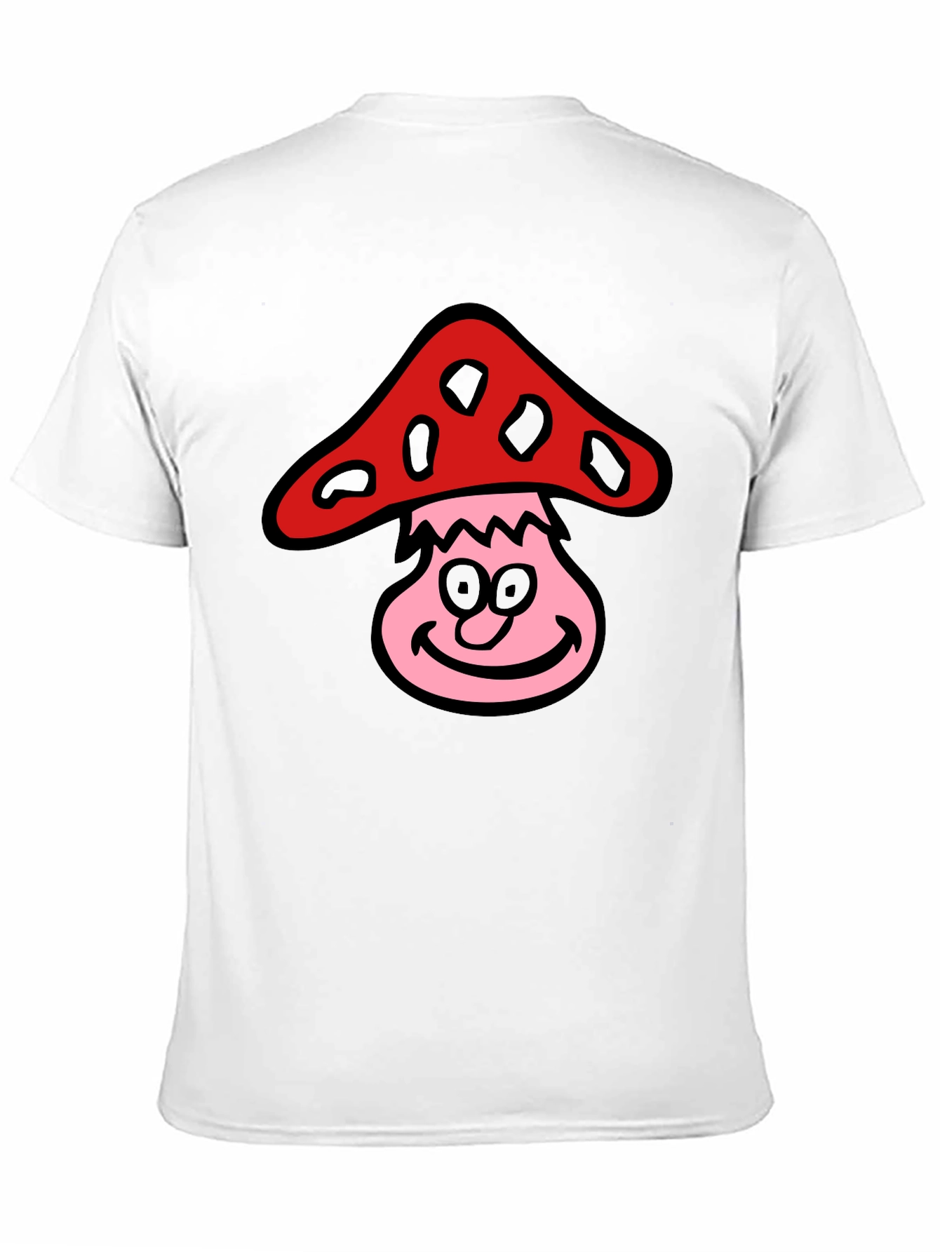 Camiseta Negra con Diseño de Hongo Sonriente