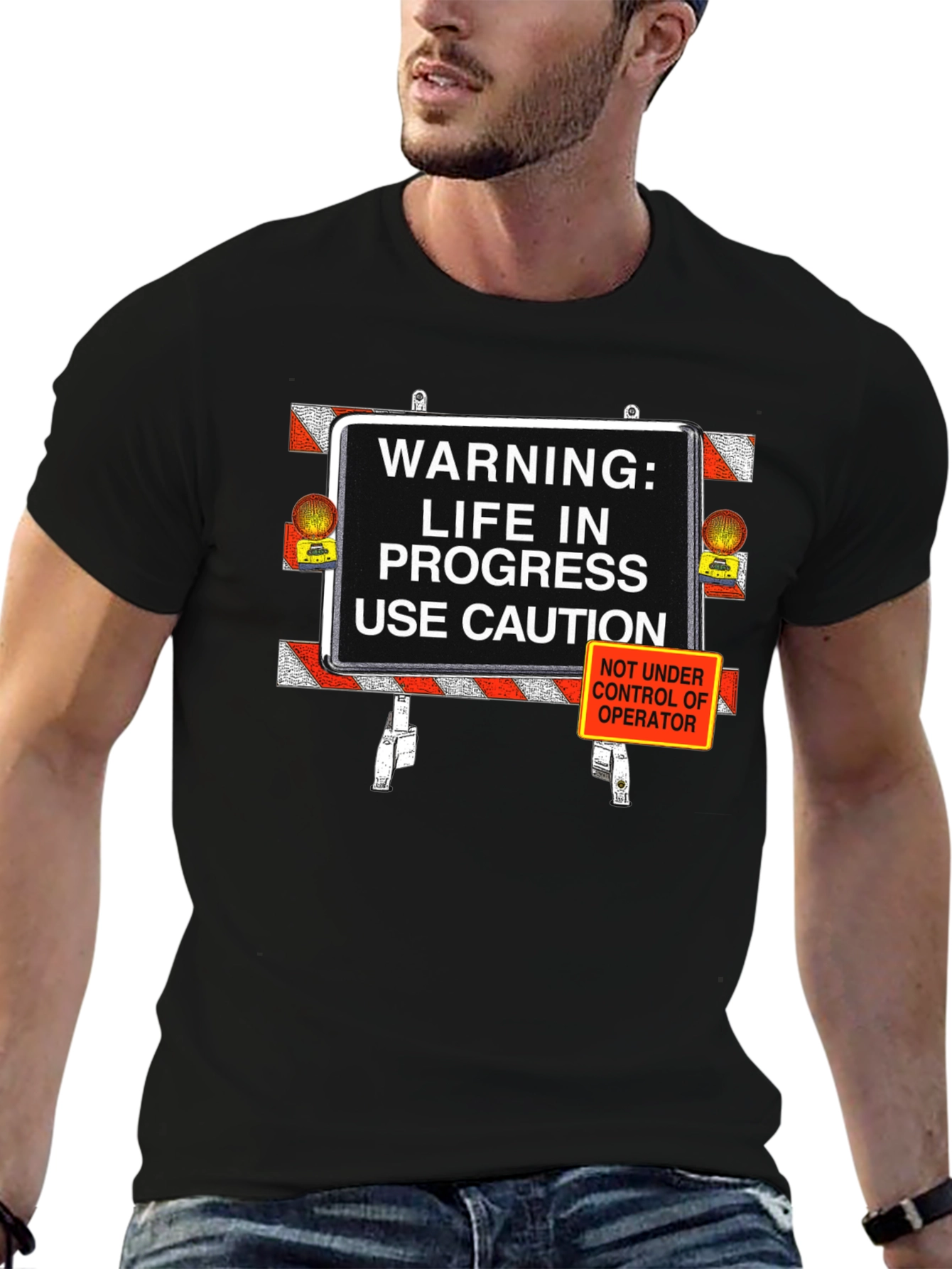 Camiseta Negra: ¡Precaución Vida en Progreso!