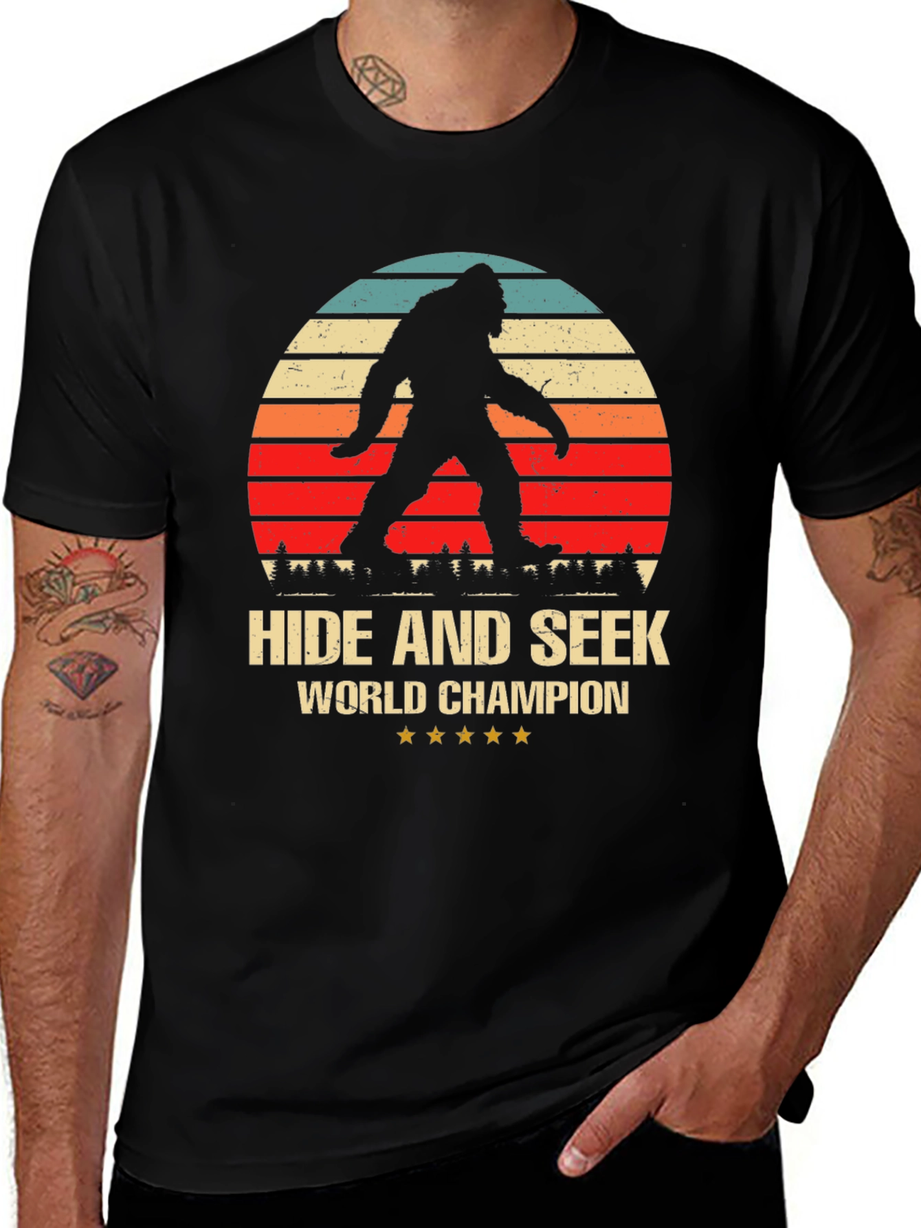 Camiseta Negra Sasquatch Campeón Escondite