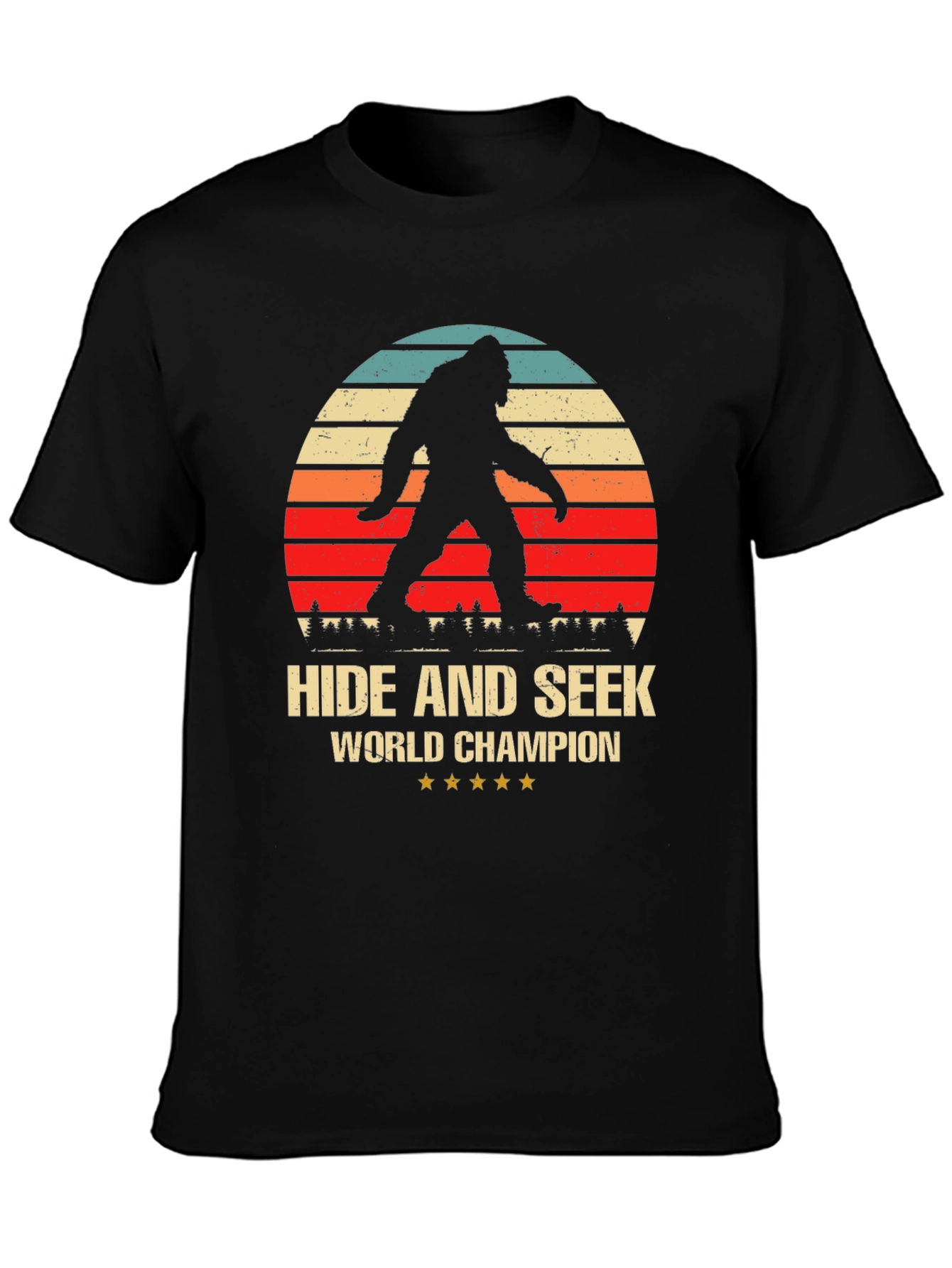 Camiseta Negra Sasquatch Campeón Escondite