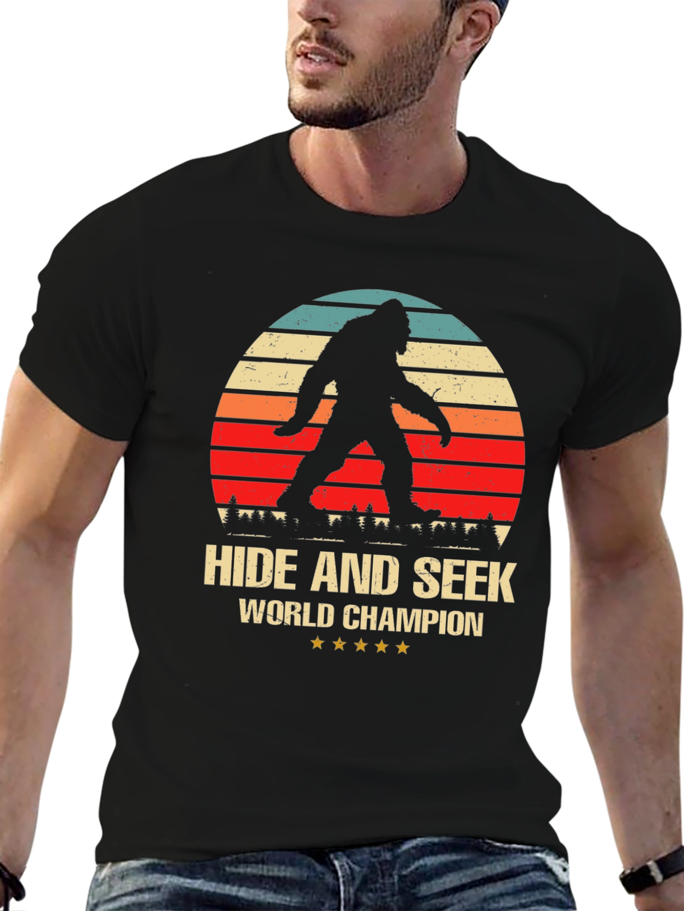Camiseta Negra Sasquatch Campeón Escondite