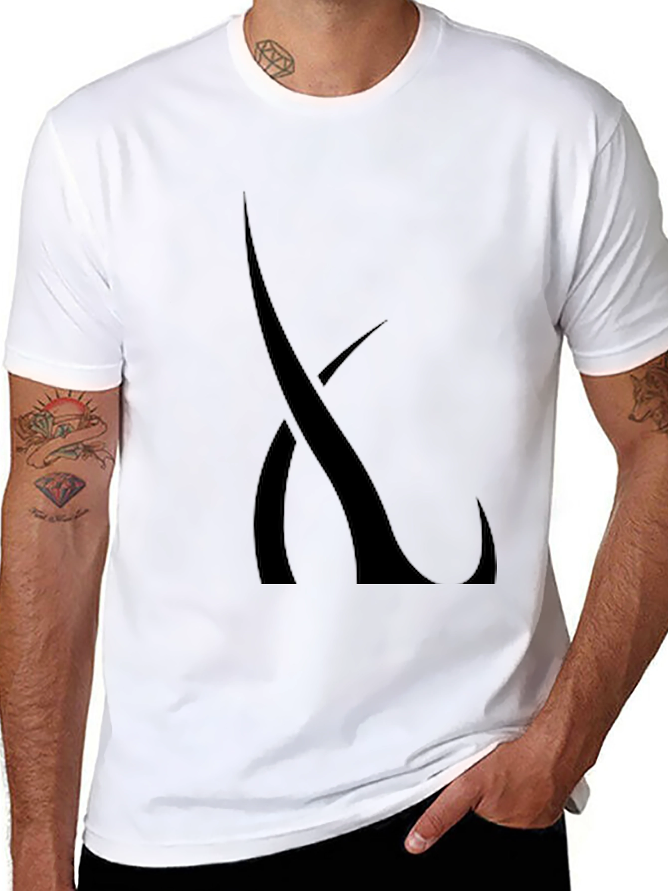 Camiseta Negra Hombre con Diseño Abstracto