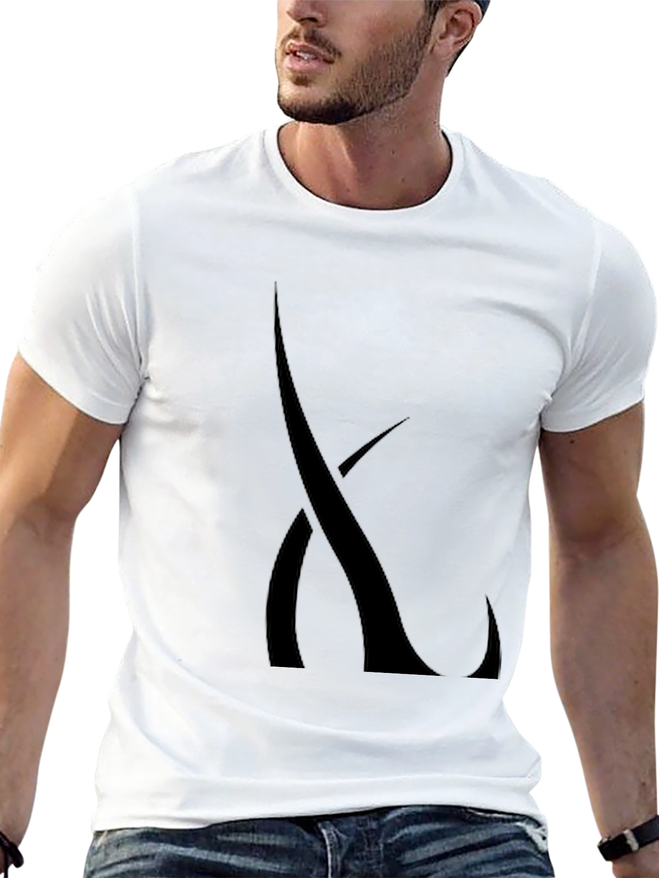 Camiseta Negra Hombre con Diseño Abstracto