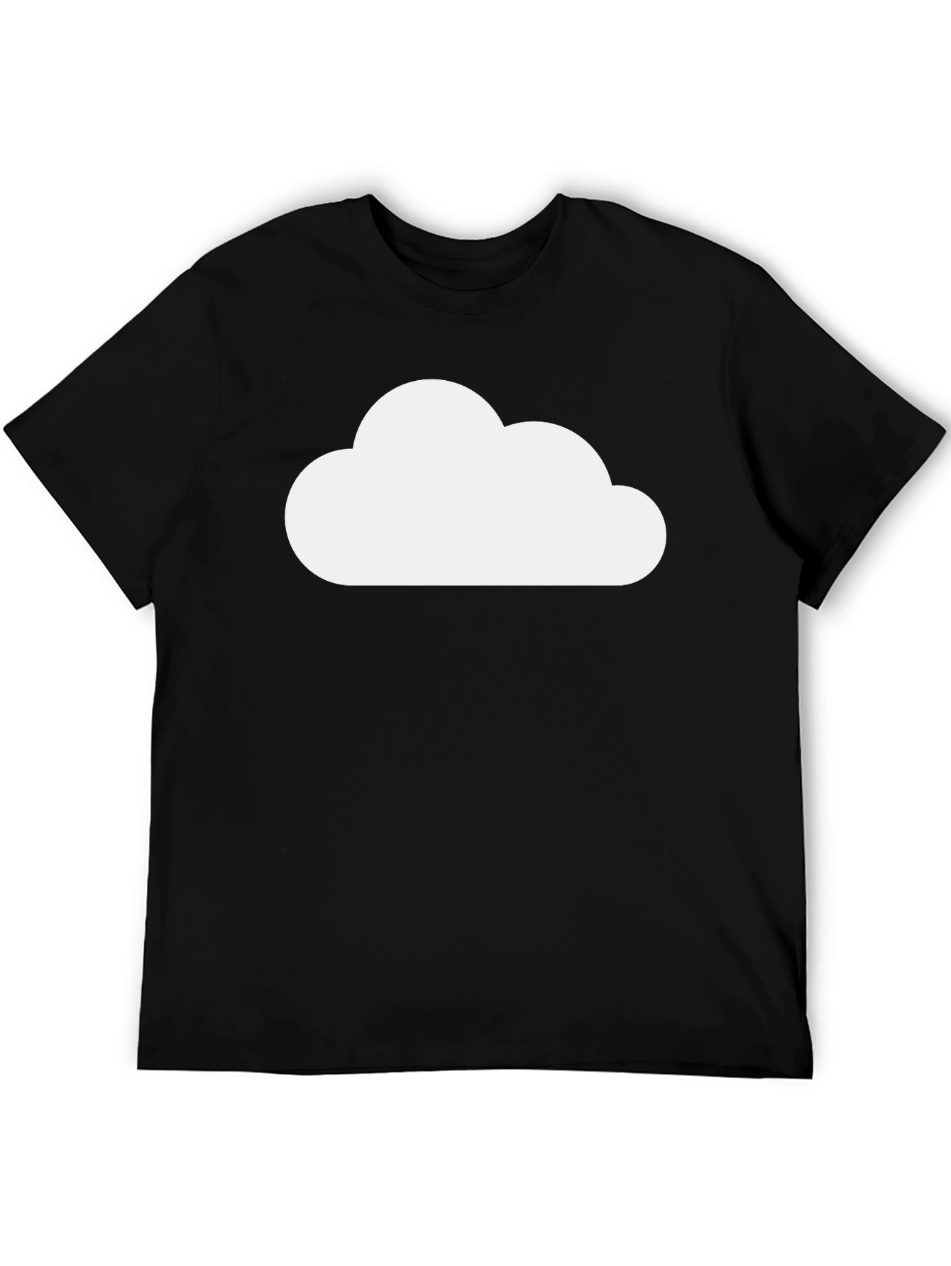 Camiseta Negra Nube Blanca Diseño Casual
