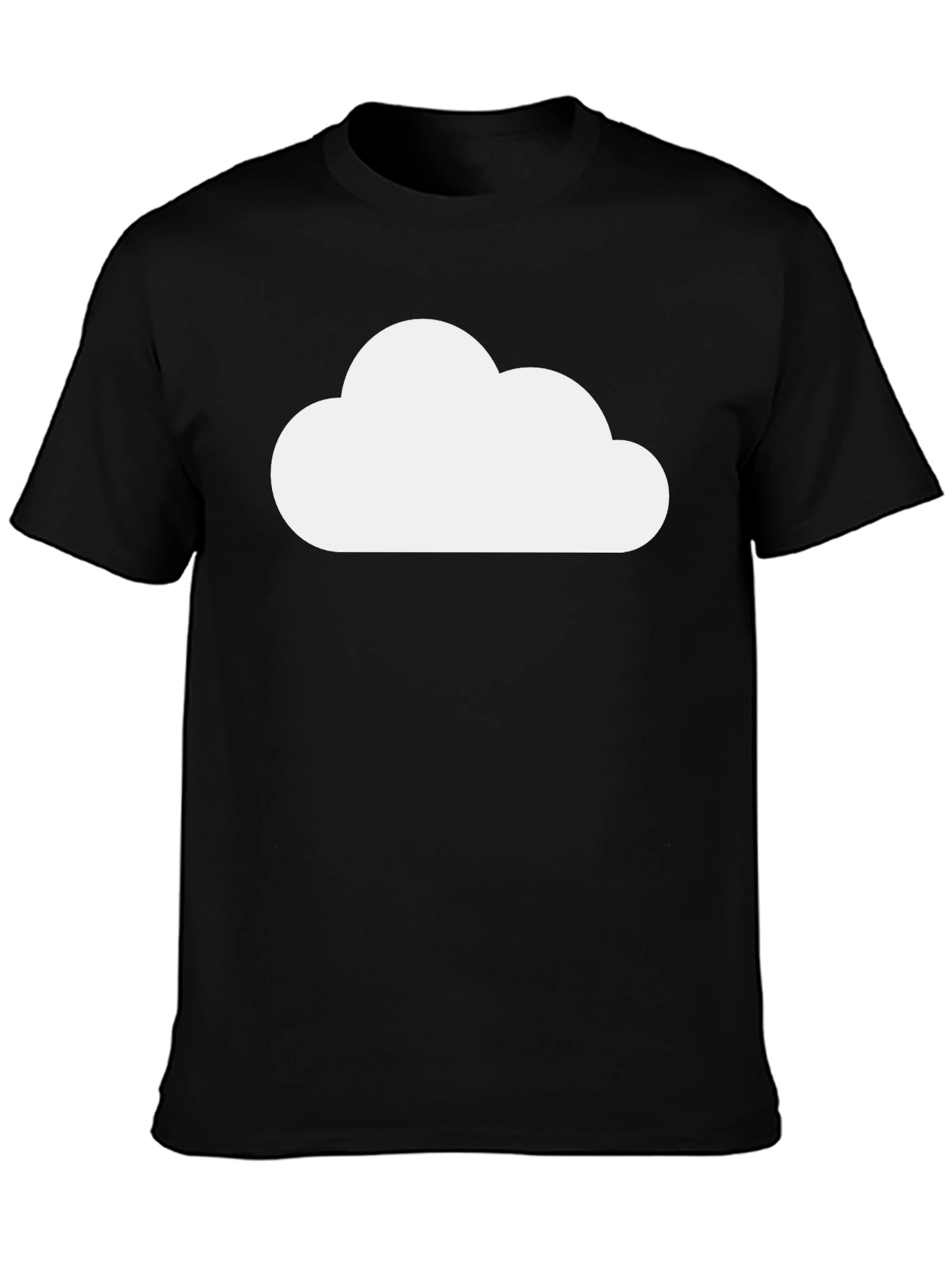 Camiseta Negra Nube Blanca Diseño Casual
