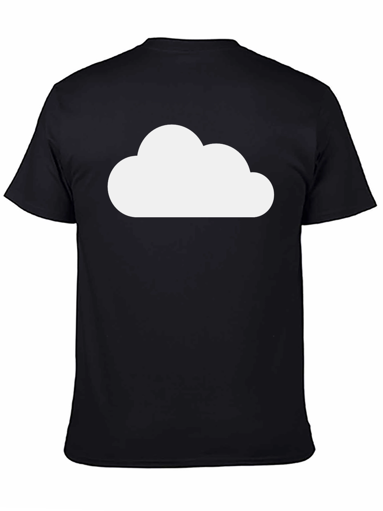 Camiseta Negra Nube Blanca Diseño Casual
