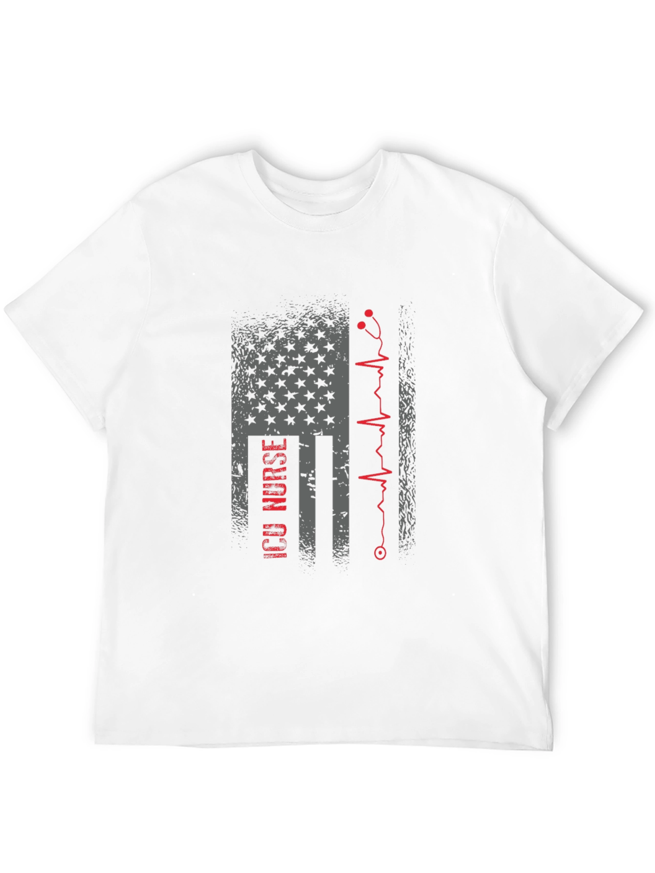 Camiseta Negra ICU Nurse Bandera Americana