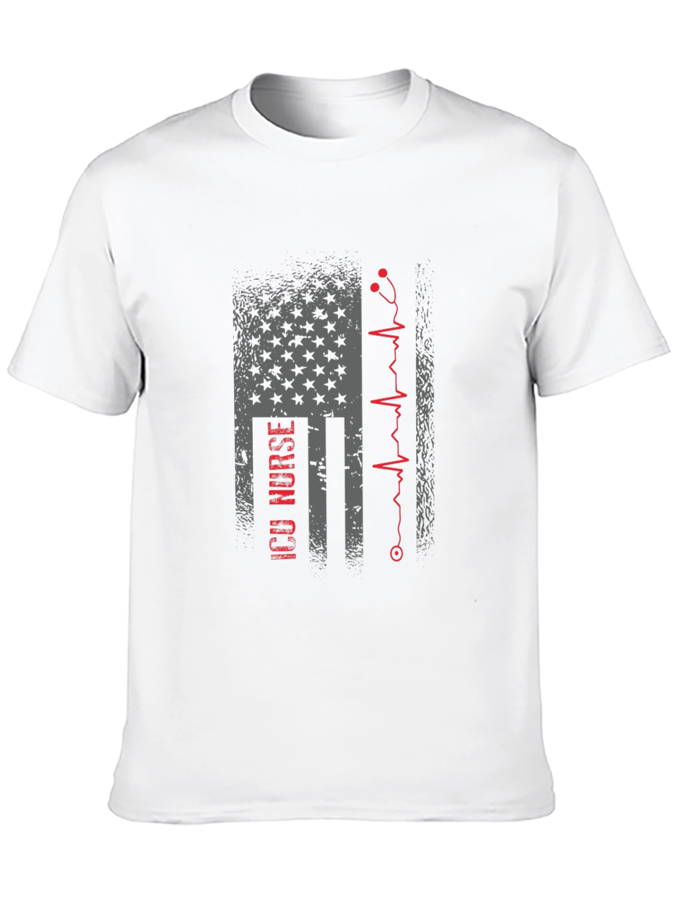 Camiseta Negra ICU Nurse Bandera Americana