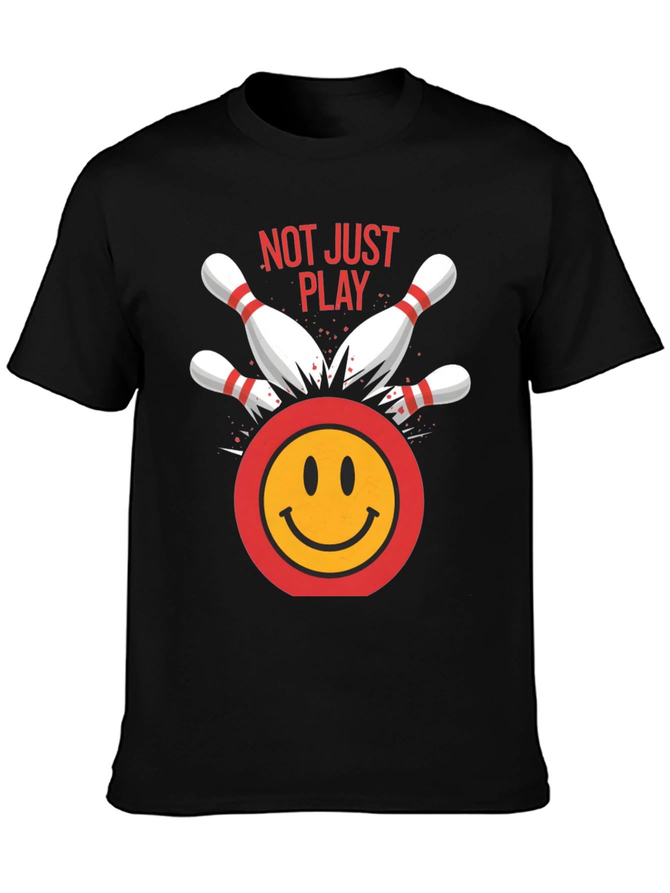 Camiseta Negra Bolos Sonriente