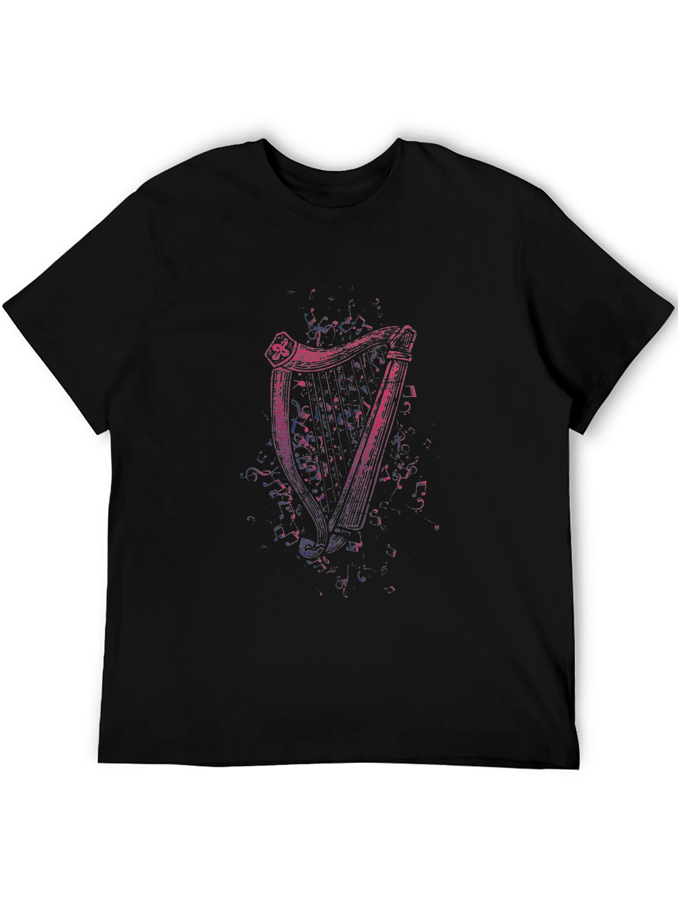 Camiseta Negra con Diseño de Arpa Irlandesa