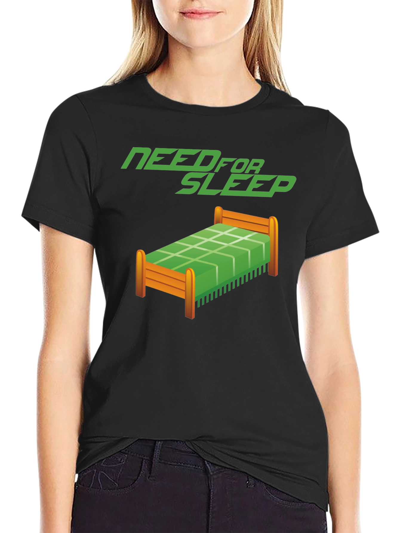 Camiseta Negra Need for Sleep Divertida