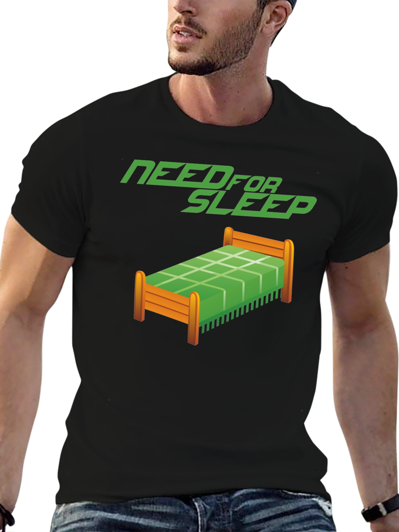 Camiseta Negra Need for Sleep Divertida
