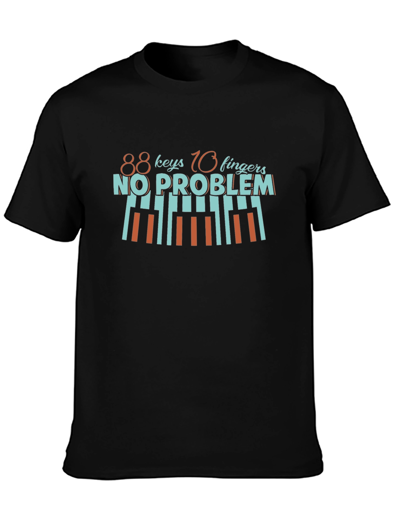 Camiseta Negra con Diseño de Piano para Músicos