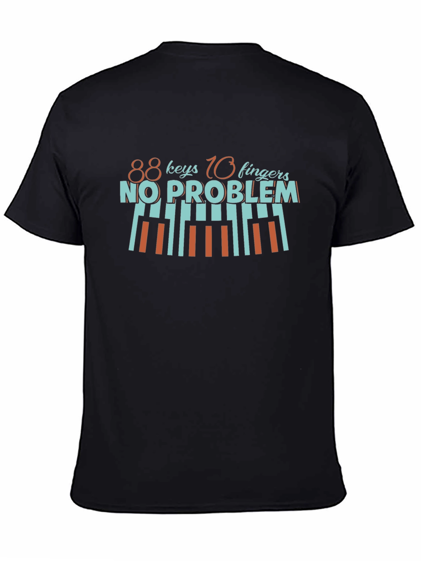 Camiseta Negra con Diseño de Piano para Músicos