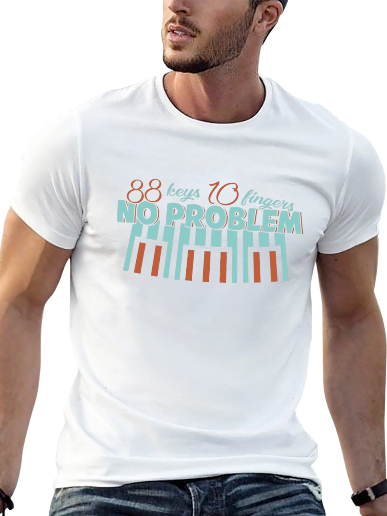 Camiseta Negra con Diseño de Piano para Músicos