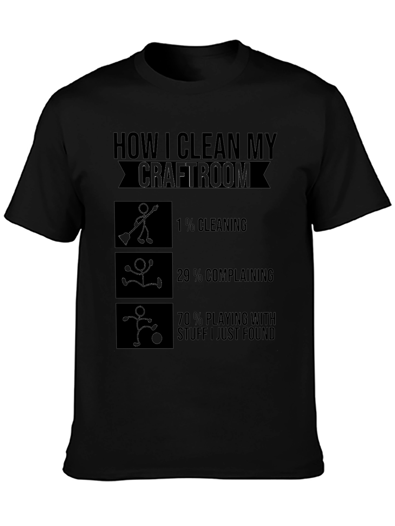 Camiseta Negra Cómo Limpio Mi Sala de Manualidades