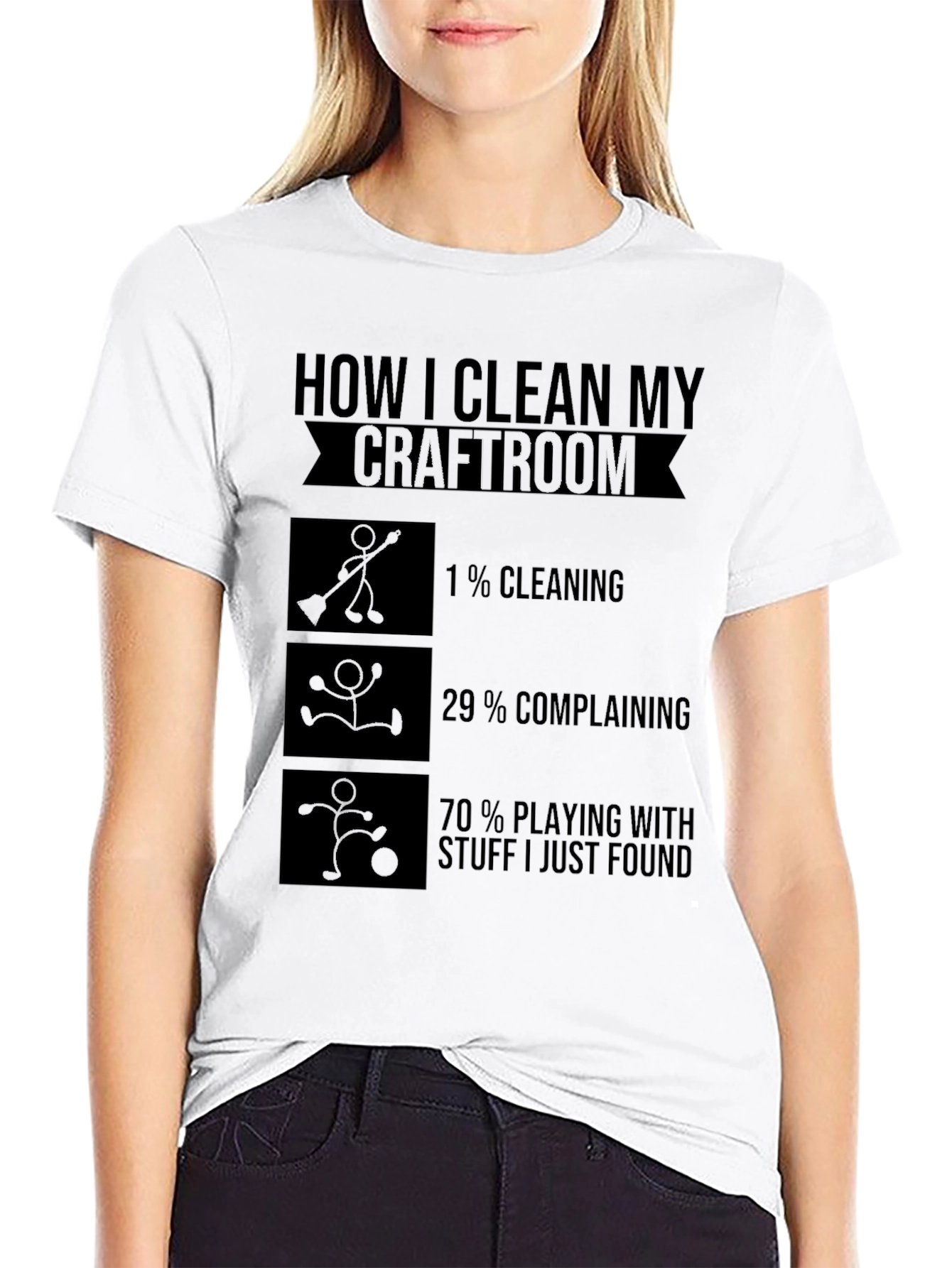 Camiseta Negra Cómo Limpio Mi Sala de Manualidades