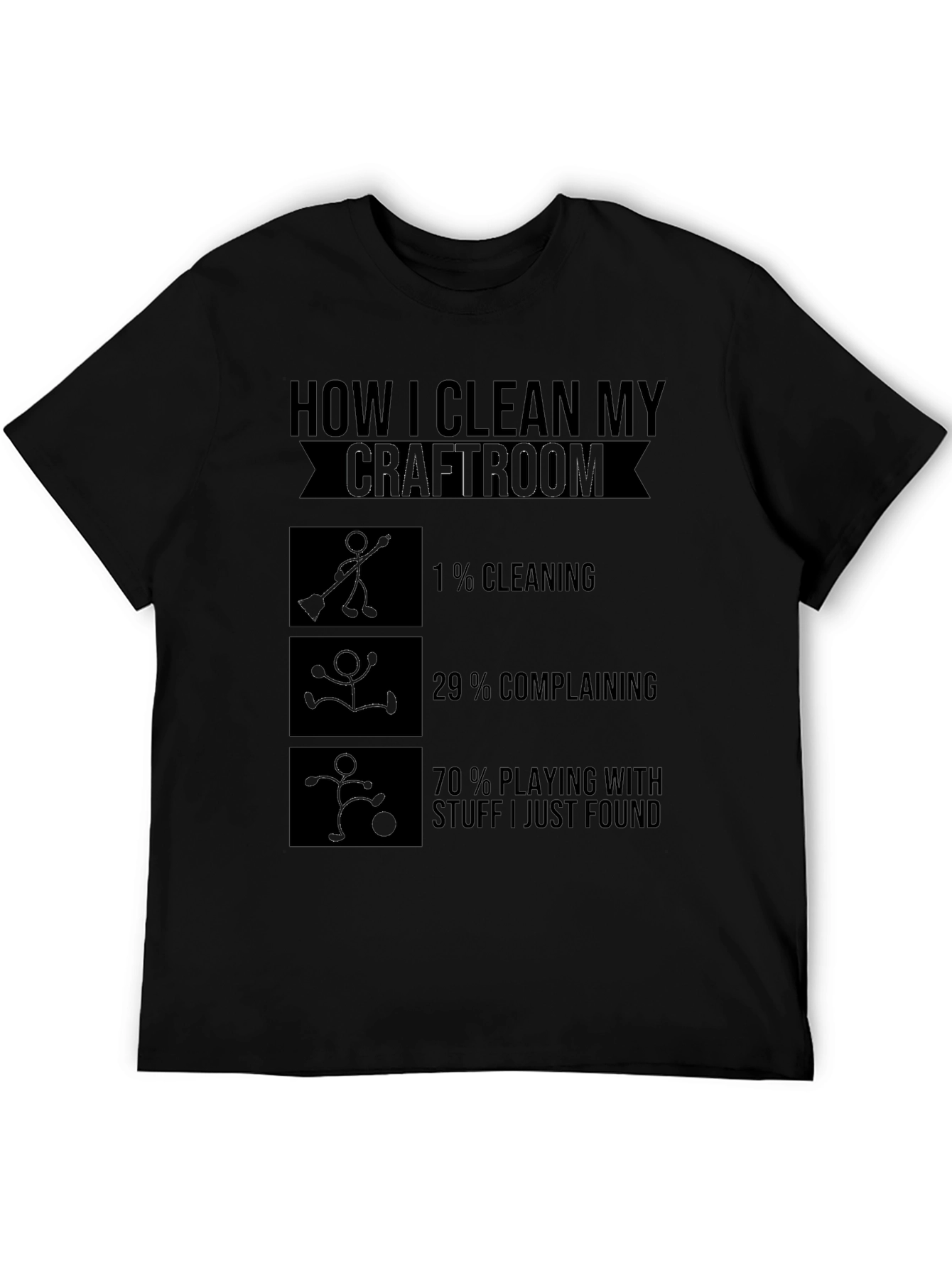 Camiseta Negra Cómo Limpio Mi Sala de Manualidades