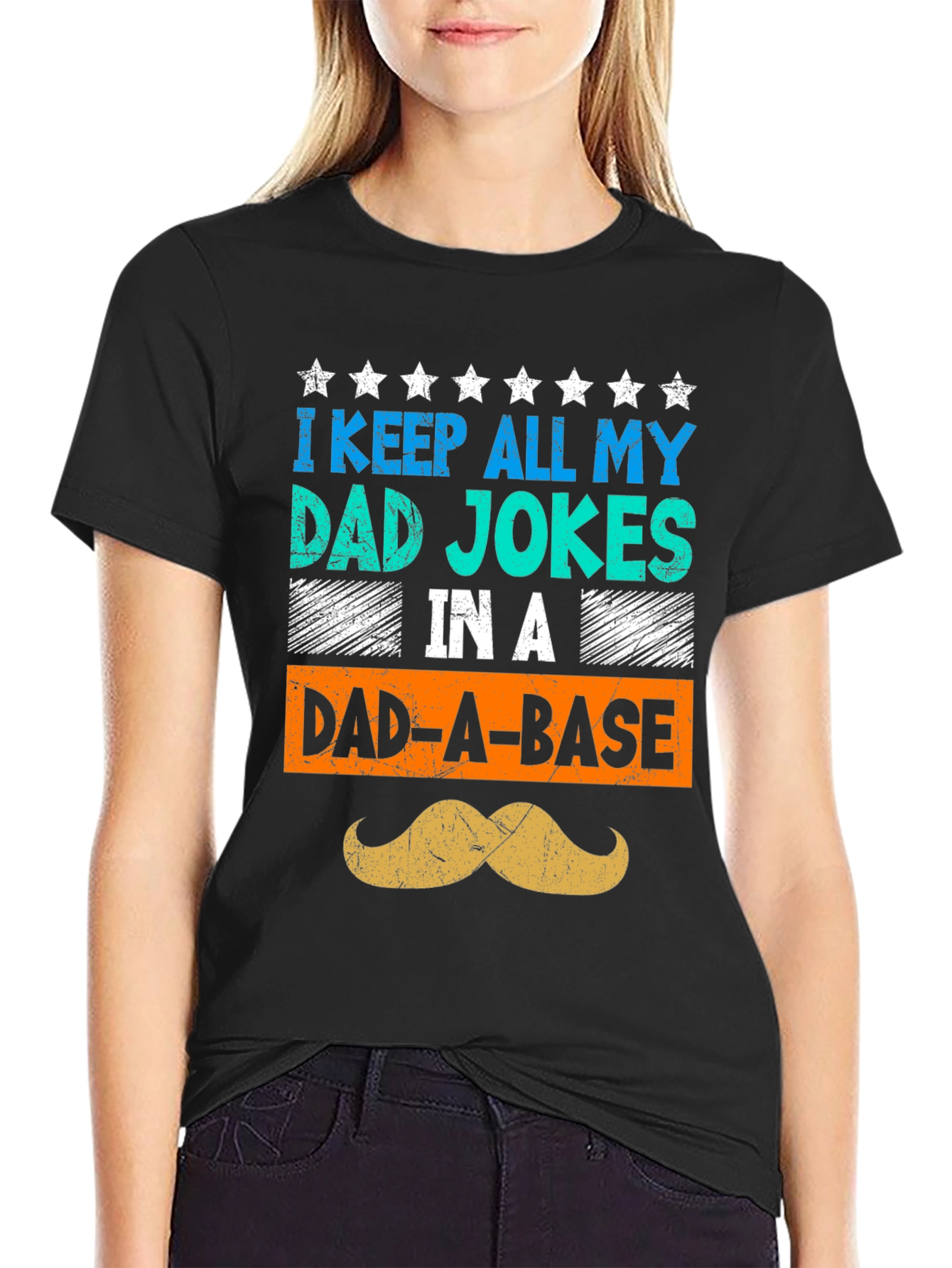 Camiseta Negra Humorística para Papá - Dad-A-Base
