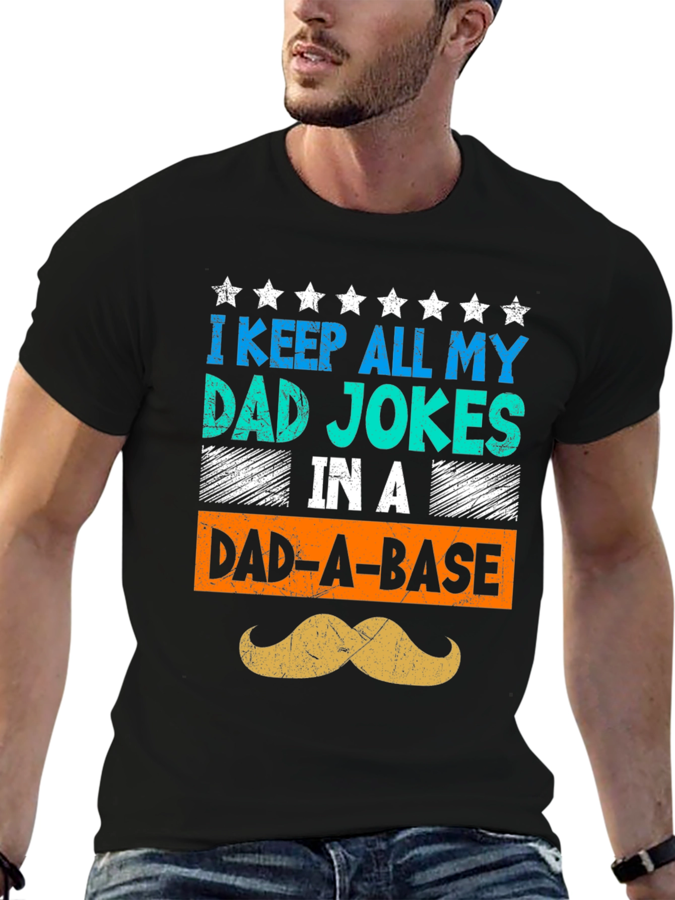 Camiseta Negra Humorística para Papá - Dad-A-Base