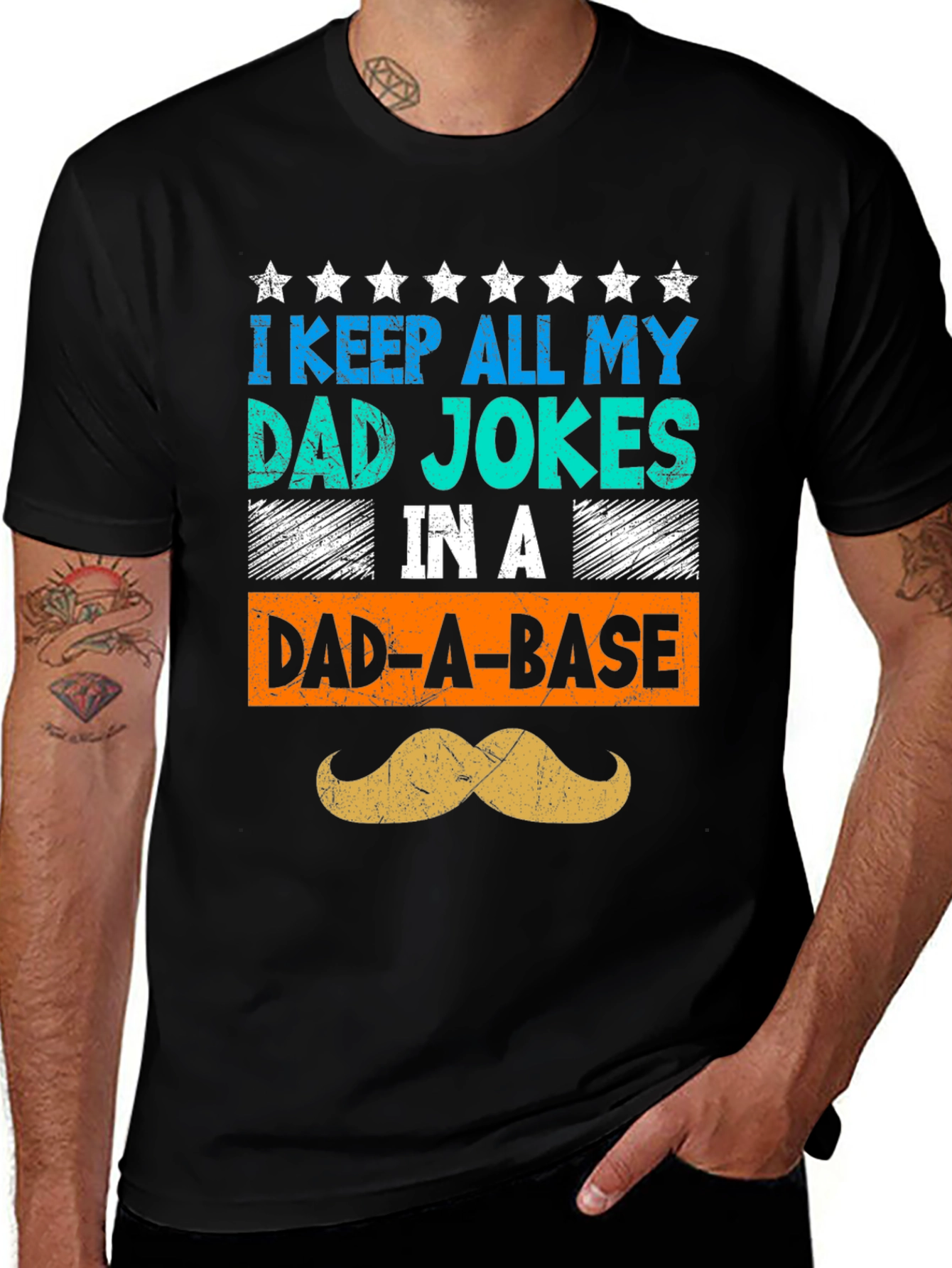 Camiseta Negra Humorística para Papá - Dad-A-Base