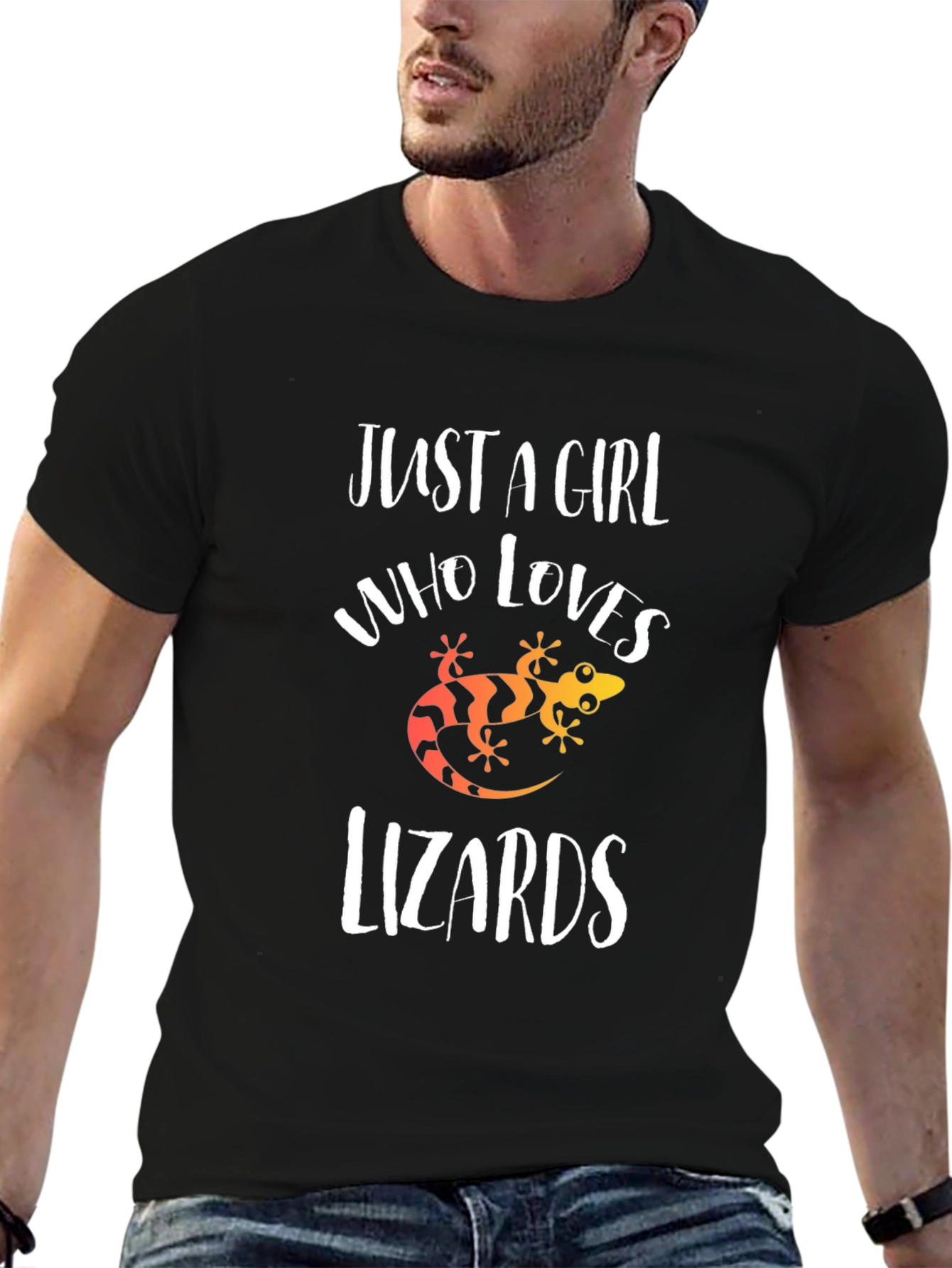 Camiseta Negra Amo las Lagartijas para Mujer