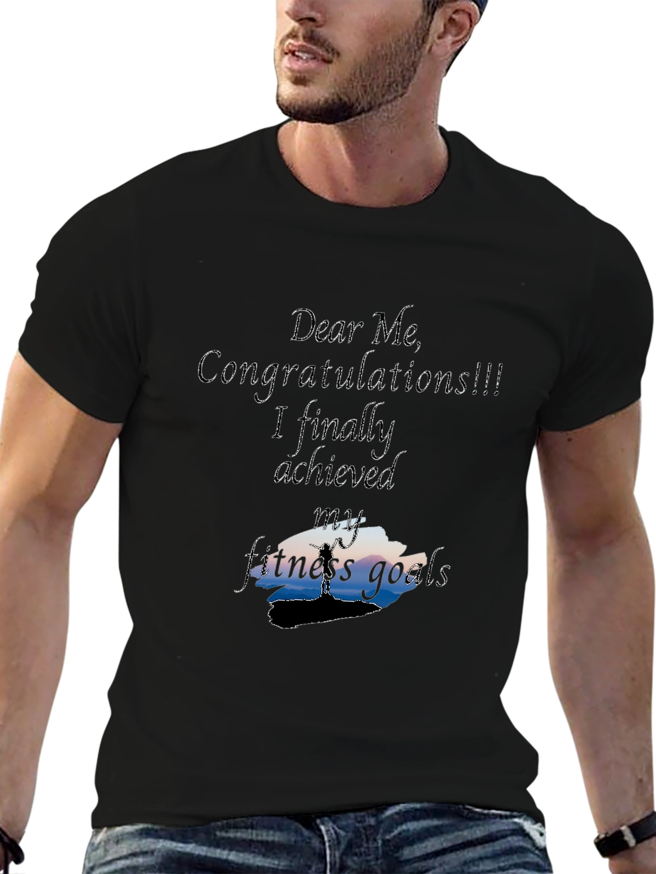 Camiseta Negra: ¡Metas de Fitness Alcanzadas!