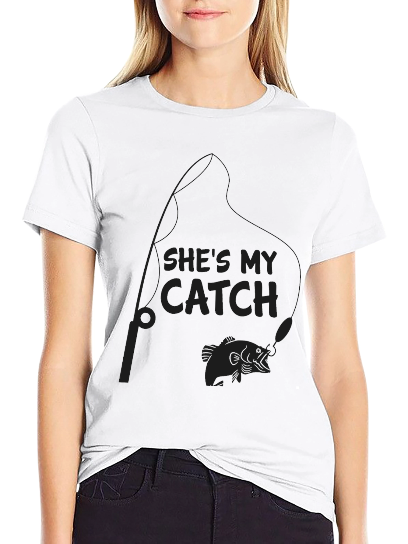 Camiseta Negra: Shes My Catch Pesca