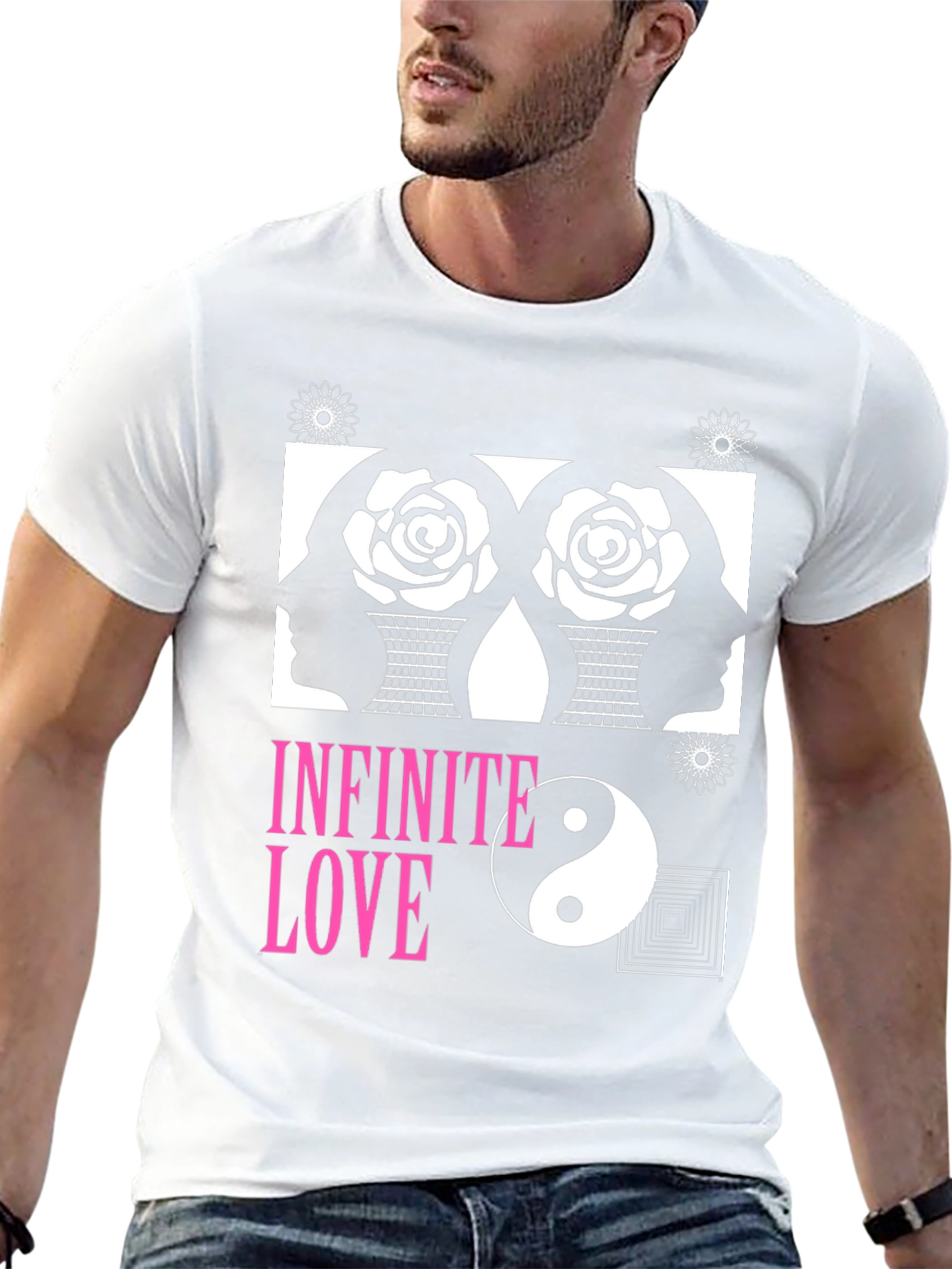 Camiseta Negra Amor Infinito Diseño Yin Yang