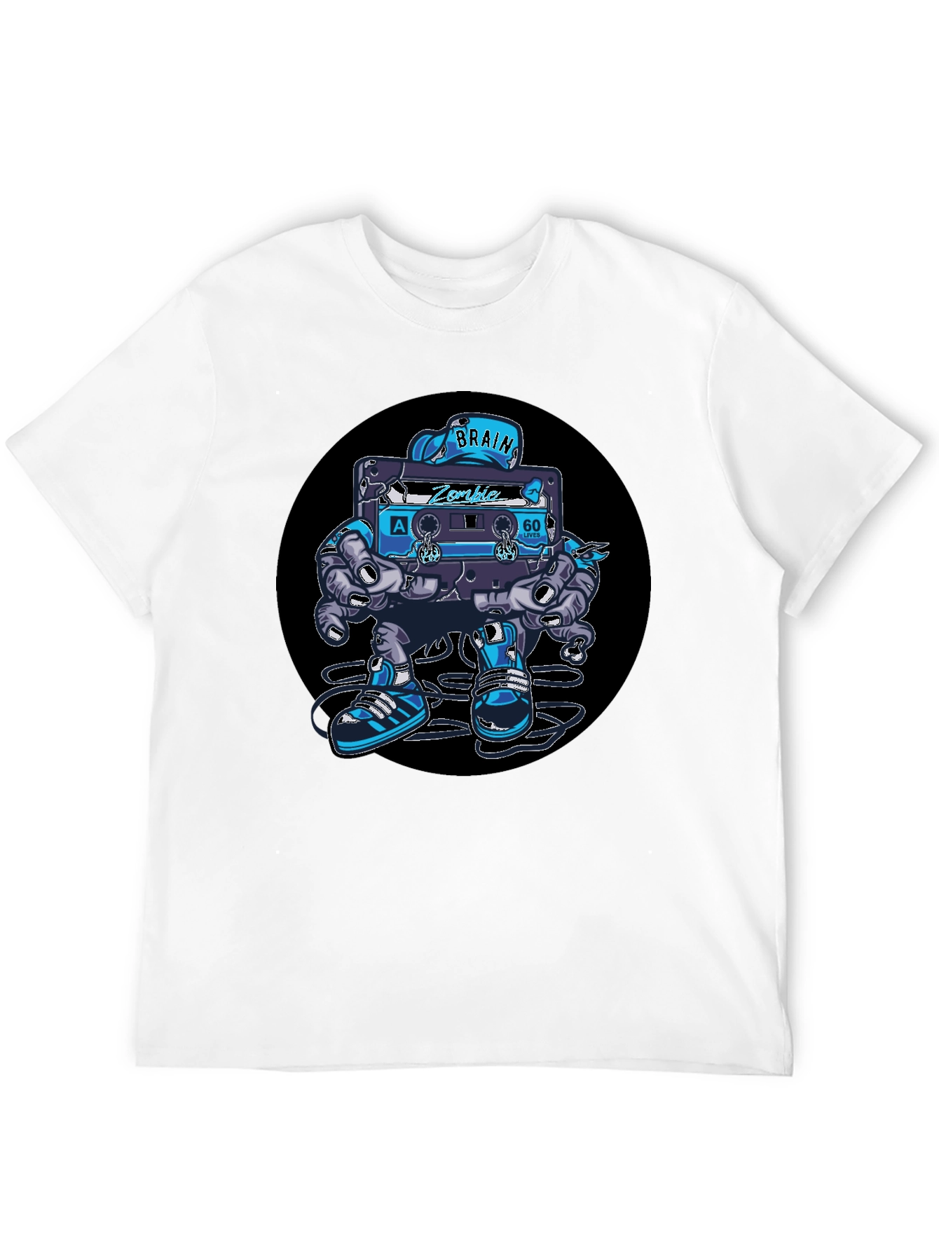 Camiseta Negra con Diseño de Casete Zombie Cerebro