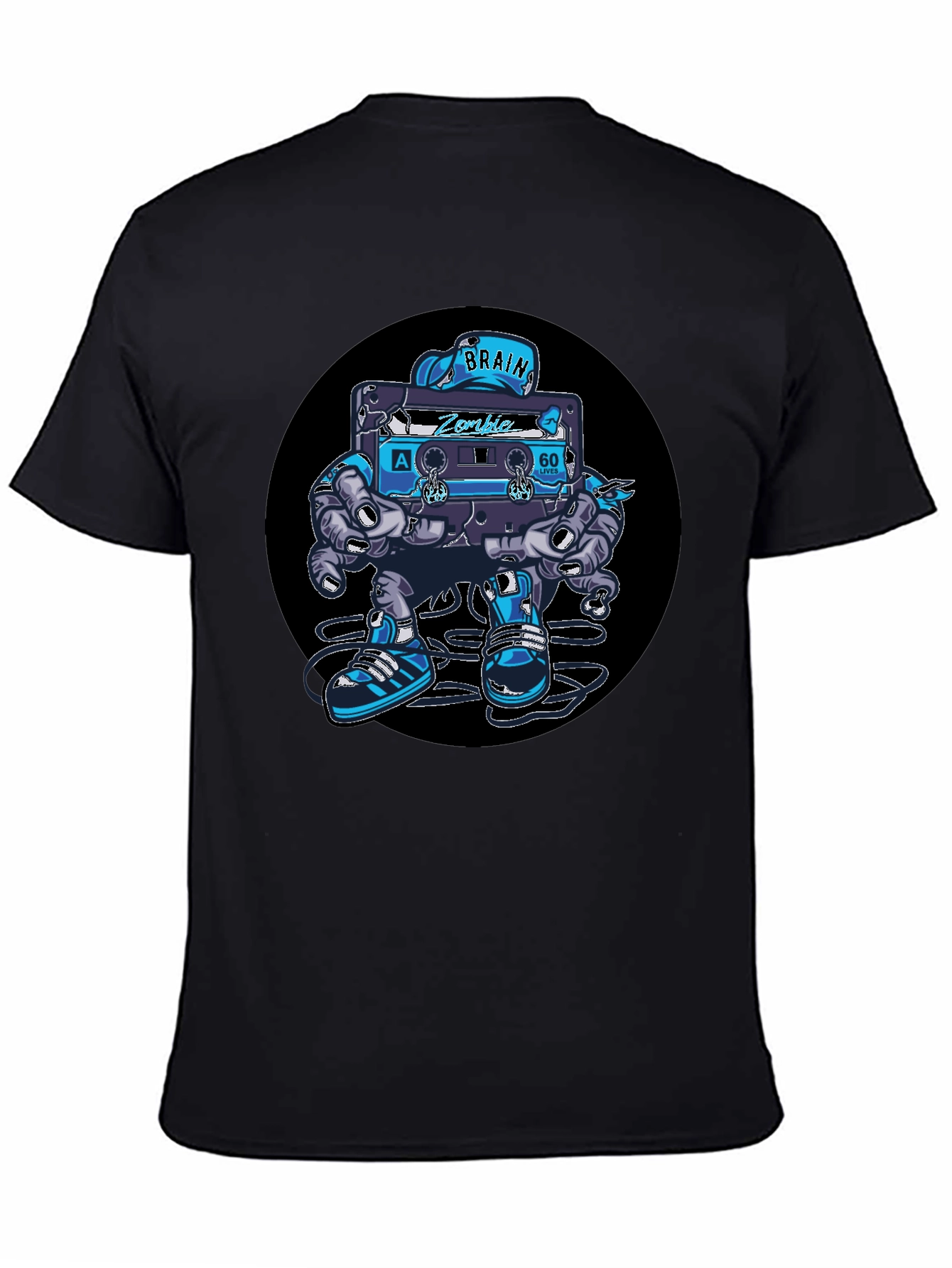 Camiseta Negra con Diseño de Casete Zombie Cerebro