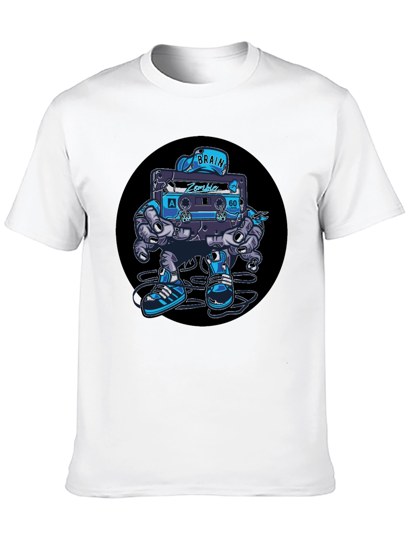 Camiseta Negra con Diseño de Casete Zombie Cerebro