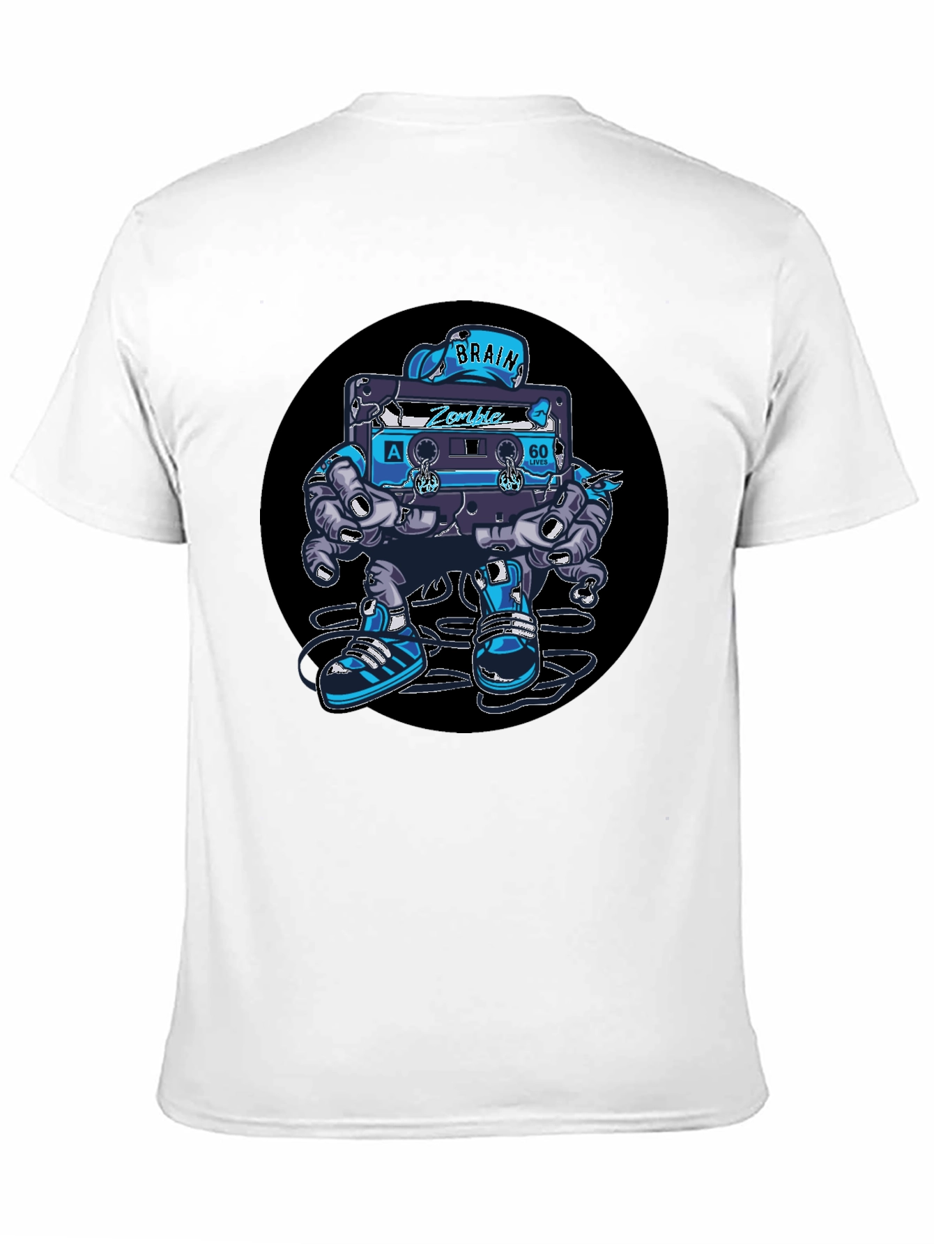 Camiseta Negra con Diseño de Casete Zombie Cerebro