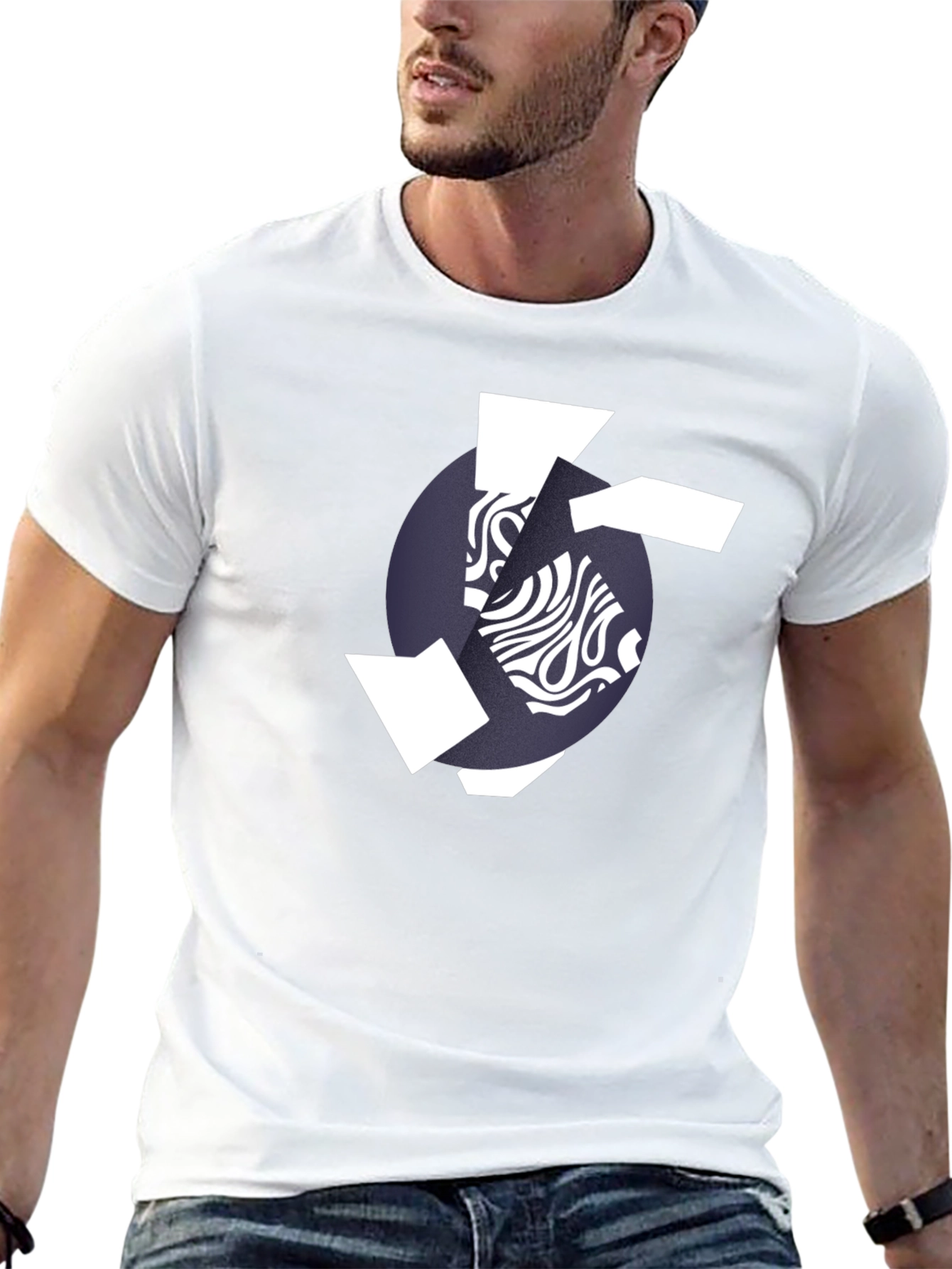 Camiseta Negra Hombre Diseño Abstracto Moderno