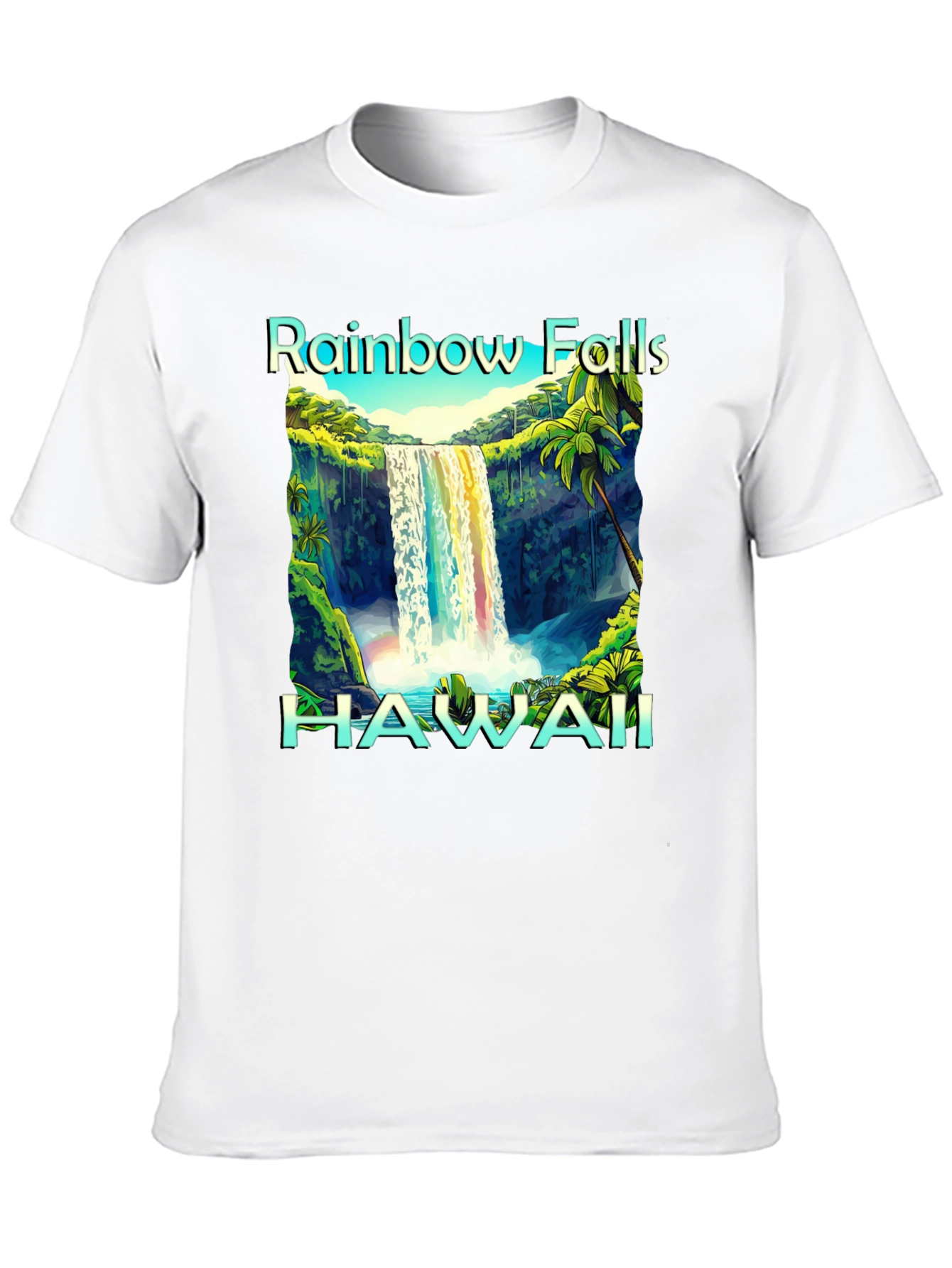 Camiseta Negra Hawaii Rainbow Falls