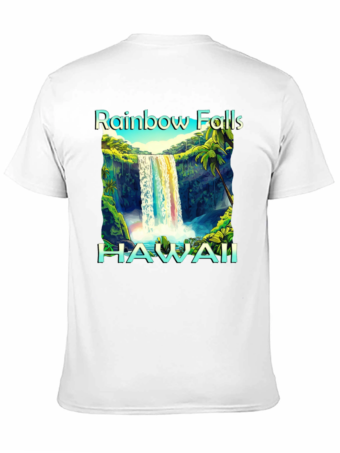 Camiseta Negra Hawaii Rainbow Falls