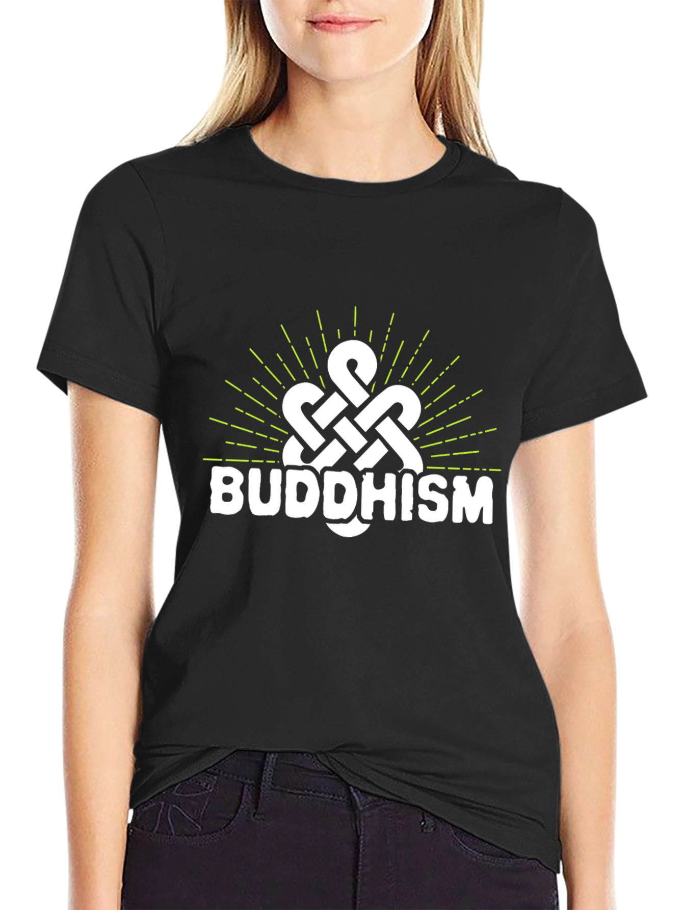 Camiseta Negra con Diseño Budista