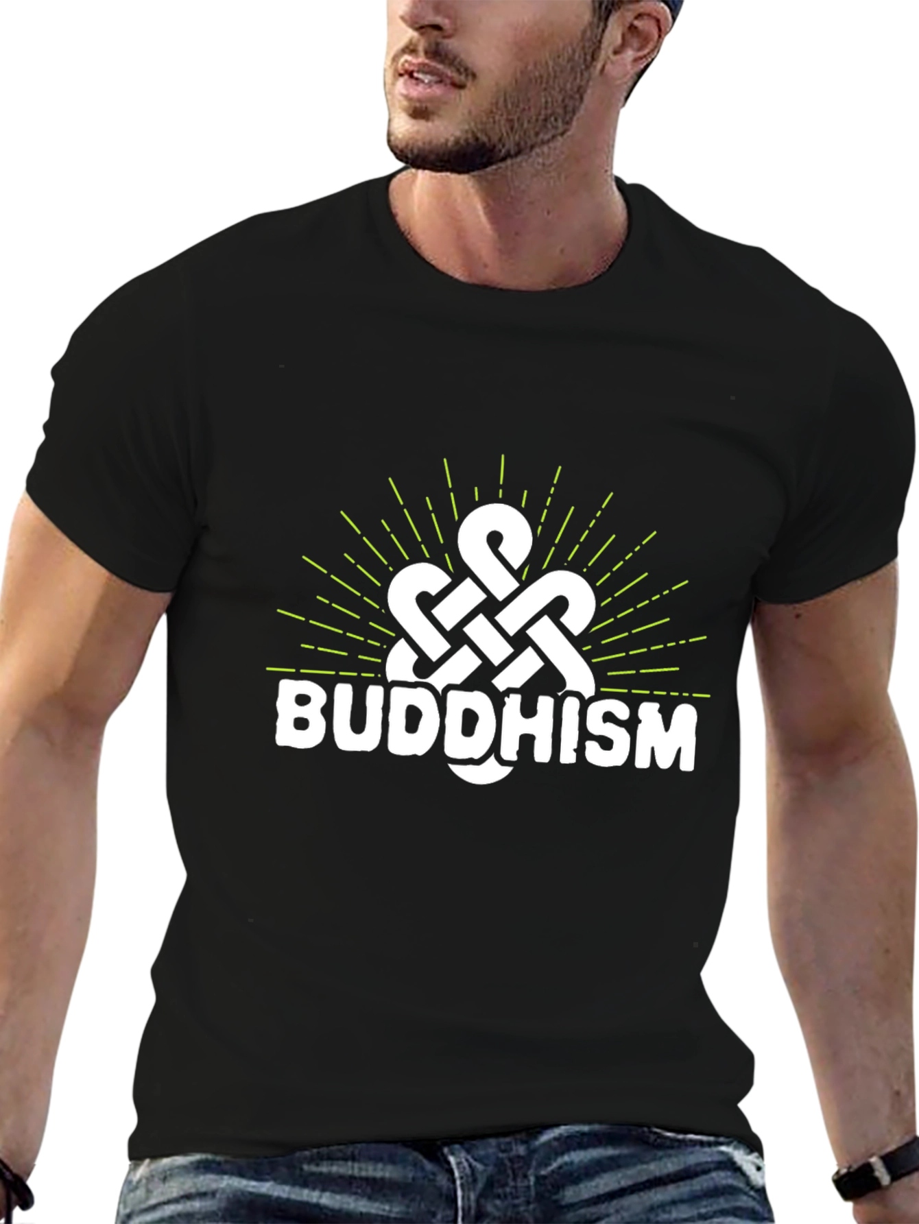 Camiseta Negra con Diseño Budista