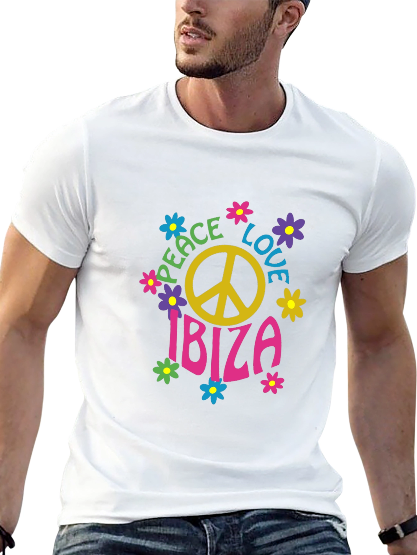 Camiseta Negra Hippie Ibiza Paz y Amor